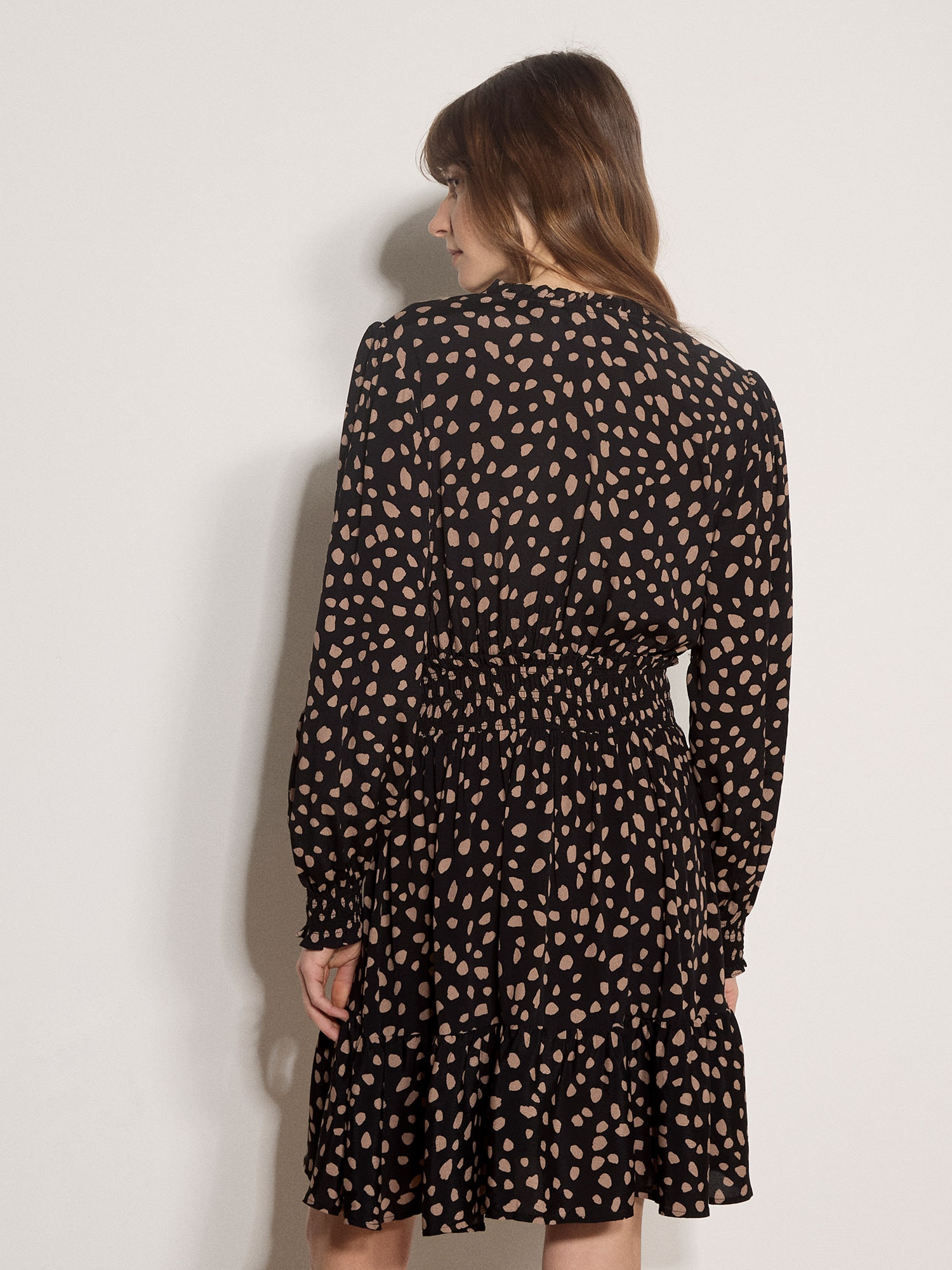 Apricot Minikleid »Crêpekleid mit Punkten« mit Blousonärmeln