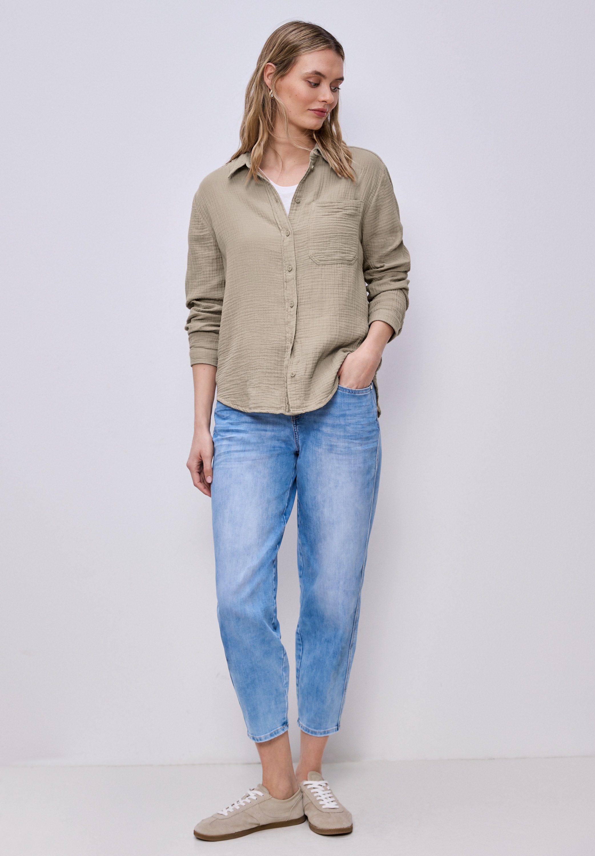 STREET ONE Hemdbluse aus reiner Baumwolle