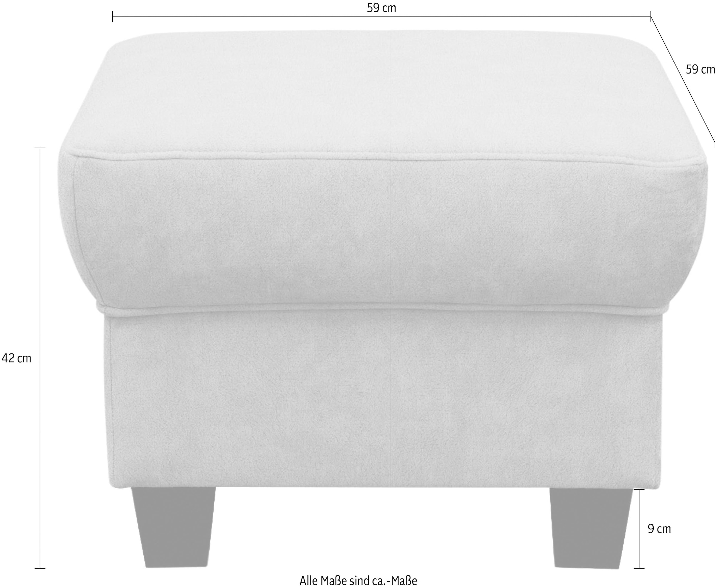 OTTO home Hocker »Sillkeborg 59 x 59 cm, kompakt, komfortabel & mit Holzfüßen« aus pflegeleichtem, weichem Luxus-Microfaser