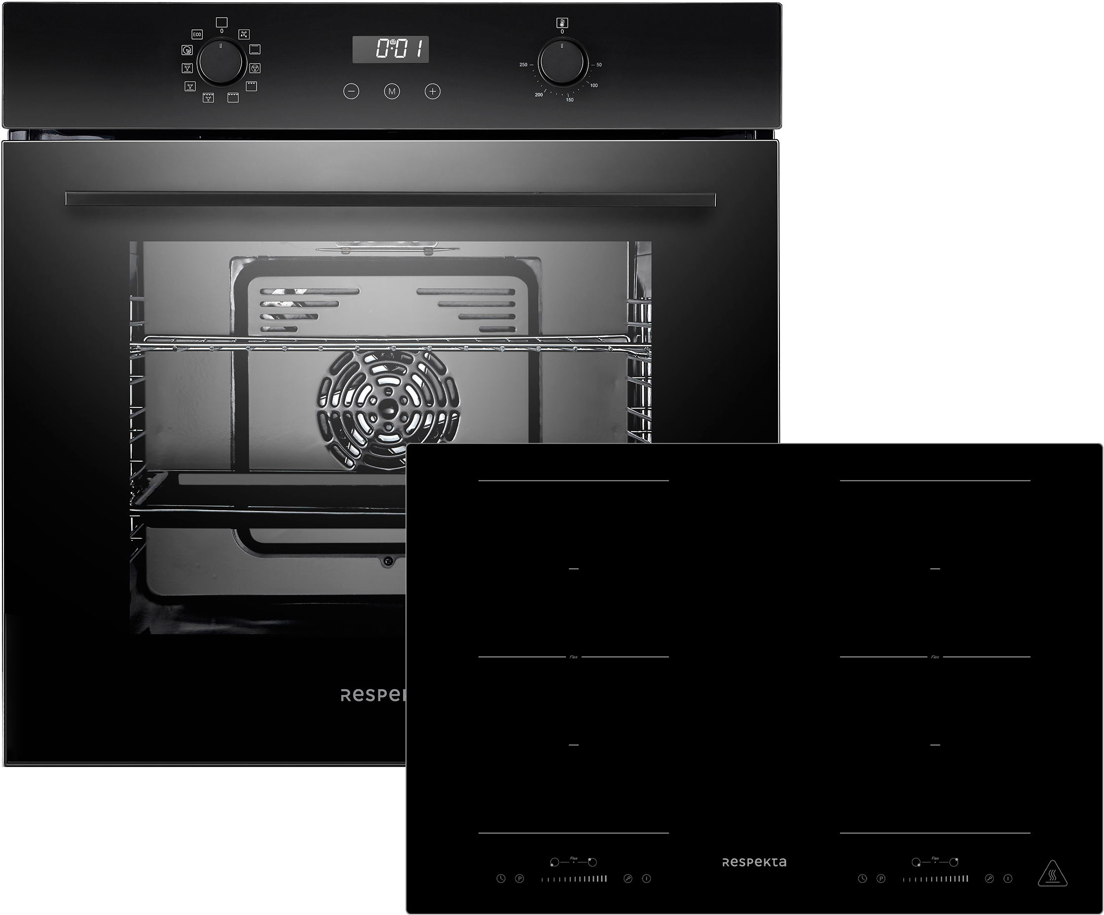 RESPEKTA Backofen-Set "Julius + Fynn"schwarz, Herdsets
