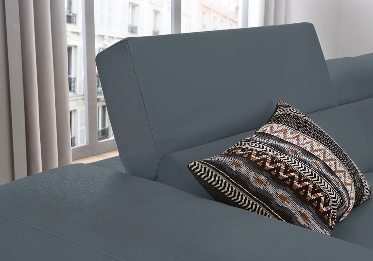 Ecksofa W.SCHILLIG "piedroo, Designsofa mit tollem Sitzkomfort, elegant und bequem, L-Form", blau (blau z69), B:343cm H:70cm T:193cm, Longlife Xtra-Leder Z69: Das feinnarbige, gedeckte Softleder Z69 besticht durch seine außergewöhnliche Weichheit im trend 9