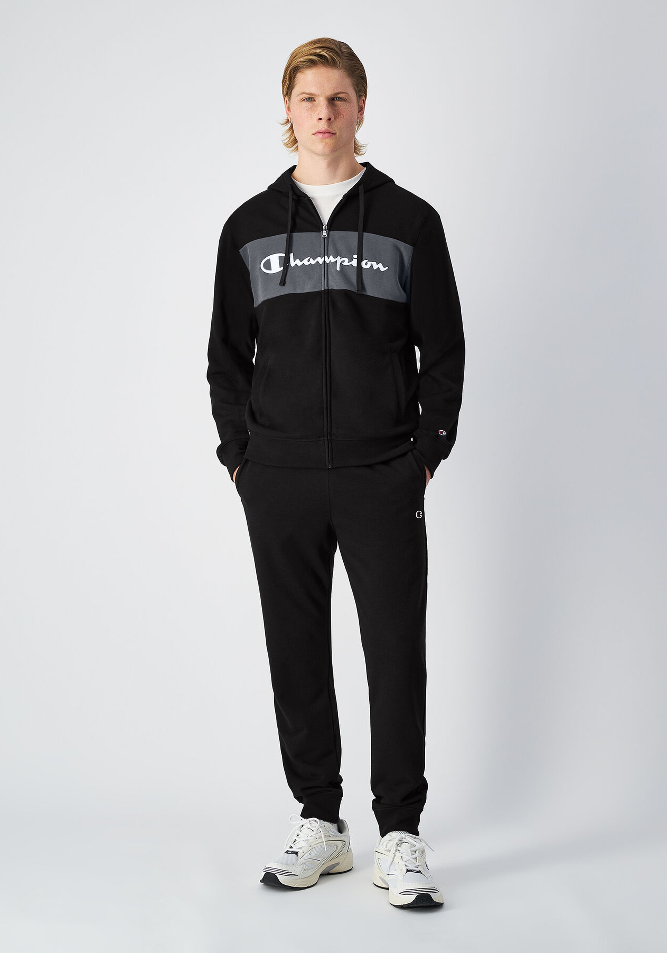 Champion "Sportswear Hooded Full Zip Suit" 2 tlg. mit Kapuze, zweiteiliges Set, aus Baumwolle und Polyester, Sweatware