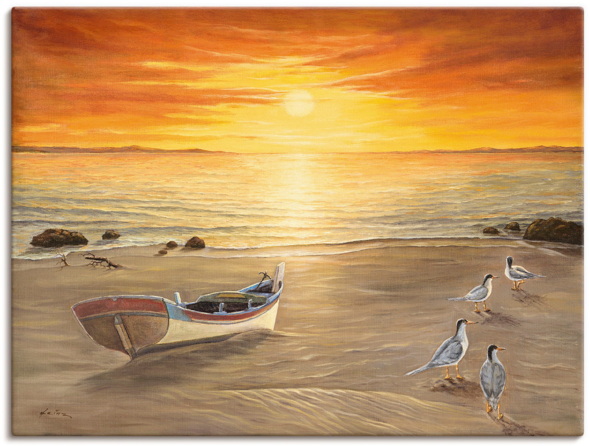 Artland Wandbild "Möwen" Sonnenaufgang & -untergang 1 Stk. tlg. als Alubild, Leinwandbild, Poster in verschied. Größen