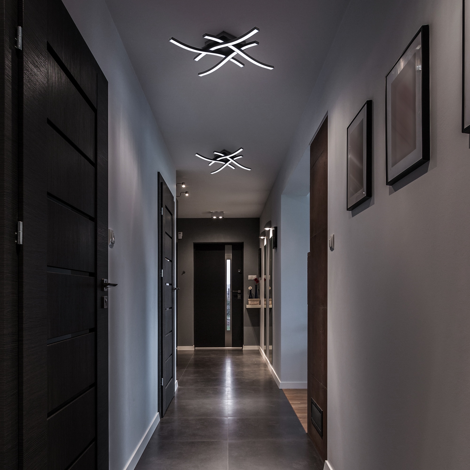 B.K.Licht LED Deckenleuchte »BKL1431 LED Deckenlampe, Wohnzimmerlampe, Deckenstrahler«, 4 flammig, Leuchtmittel LED-Modul | LED fest integriert, 4.000K, 2.200Lm, 20 Watt, IP20 42,5x42,5x7 cm, Schwarz