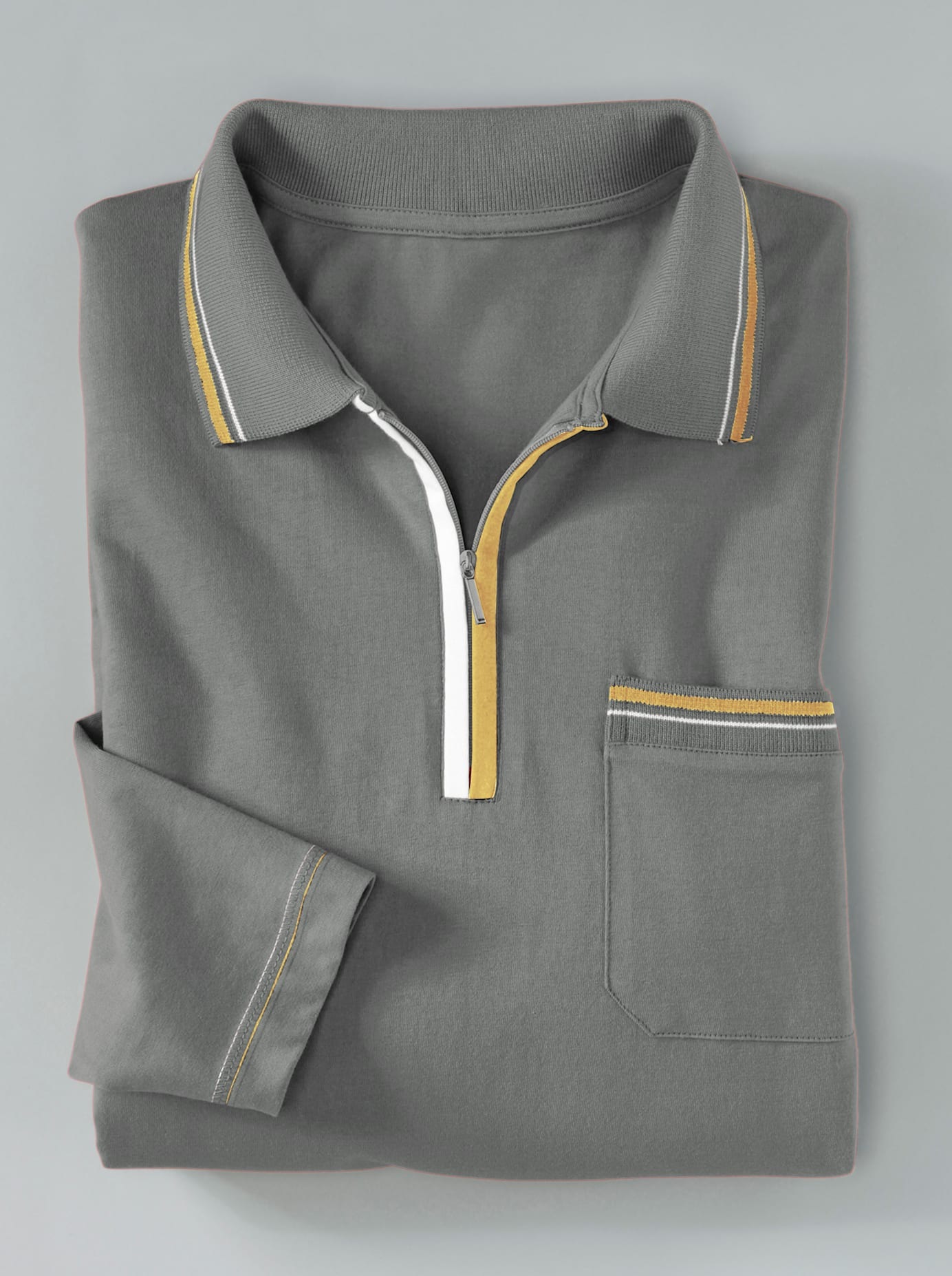 Classic Long Sleeve Polo Shirt Men Gray 56/58 3