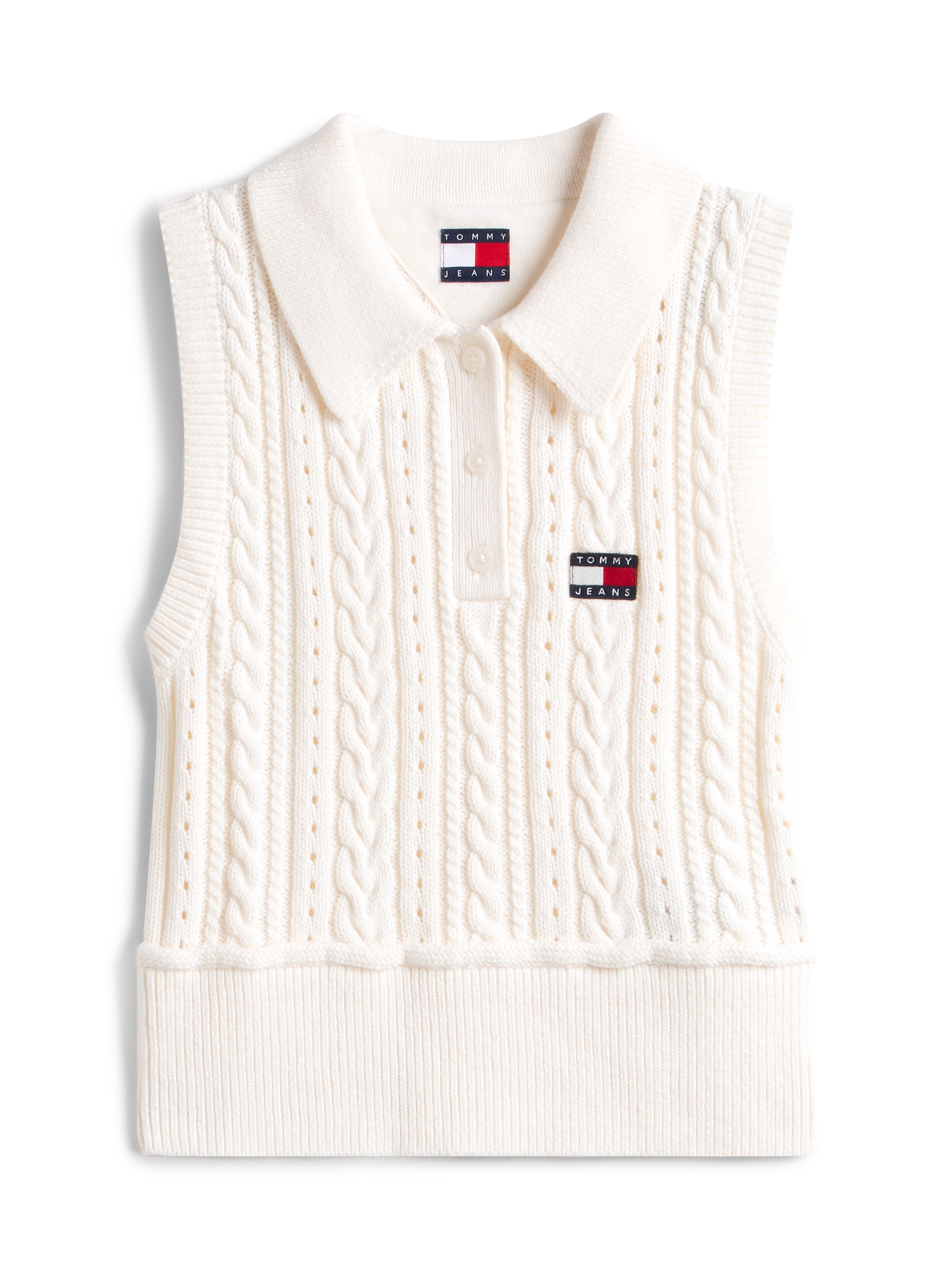 Tommy Jeans Pullunder »TJW GMD CABLE POLO SWEATER« mit Zopfmuster