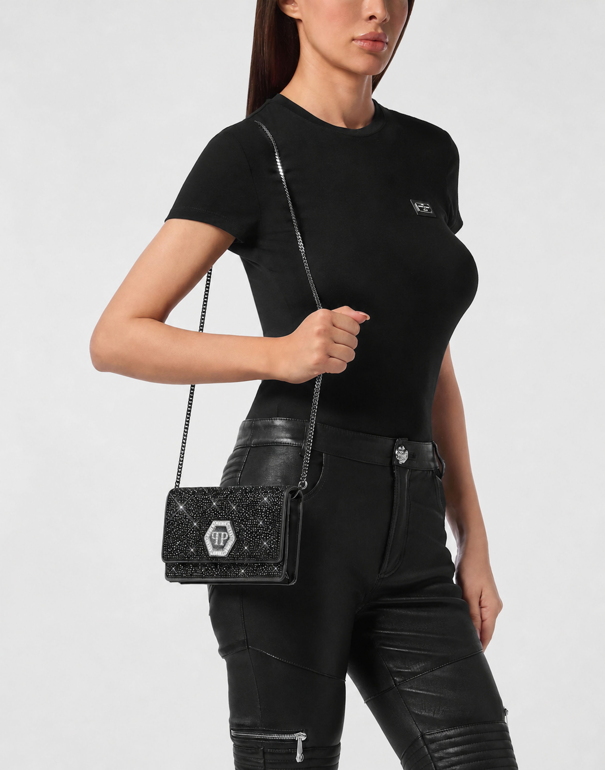 PHILIPP PLEIN Clutch »Hexagon Mit Schmucksteinen«