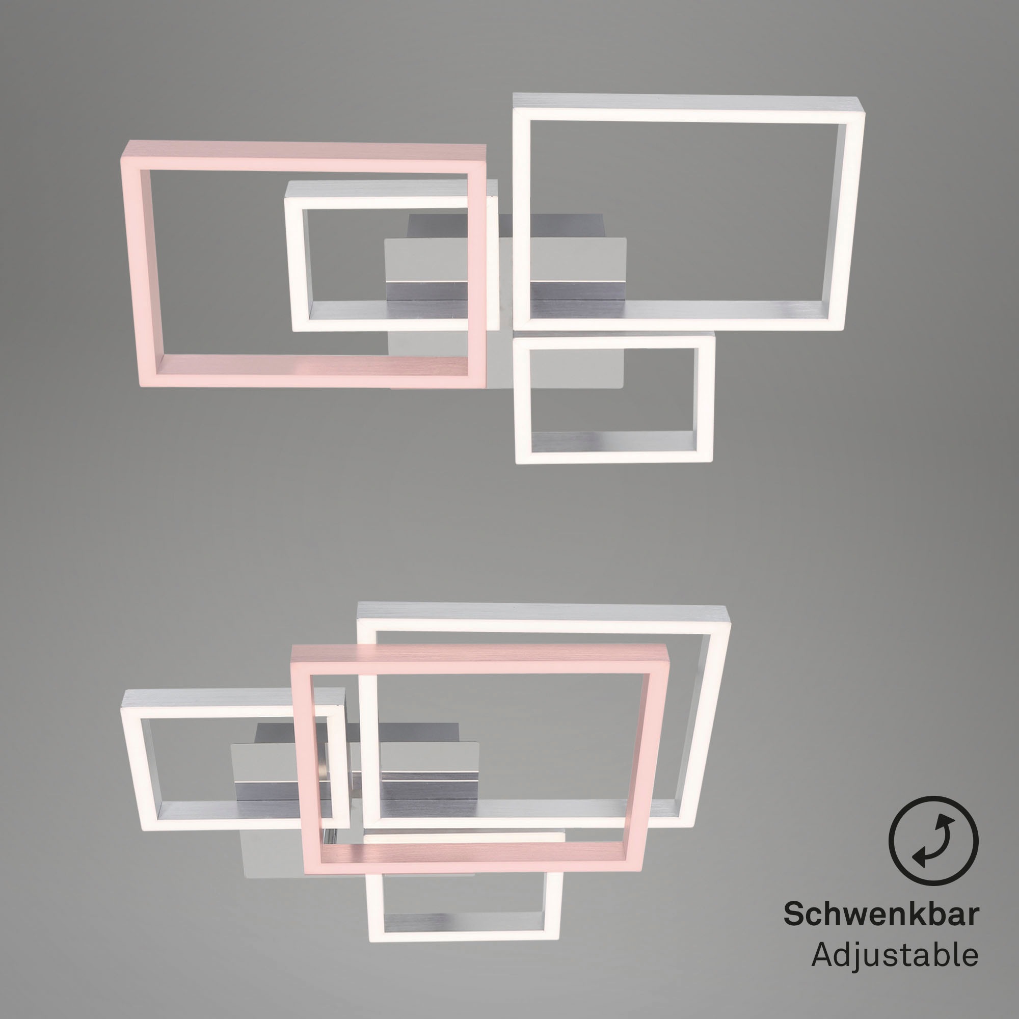 Briloner Leuchten LED Deckenleuchte »3128018 FRAME«, Deckenlampe, 75x47x7,3cm, Chrom-Alu, 44W, Wohnzimmer, Schlafzimmer