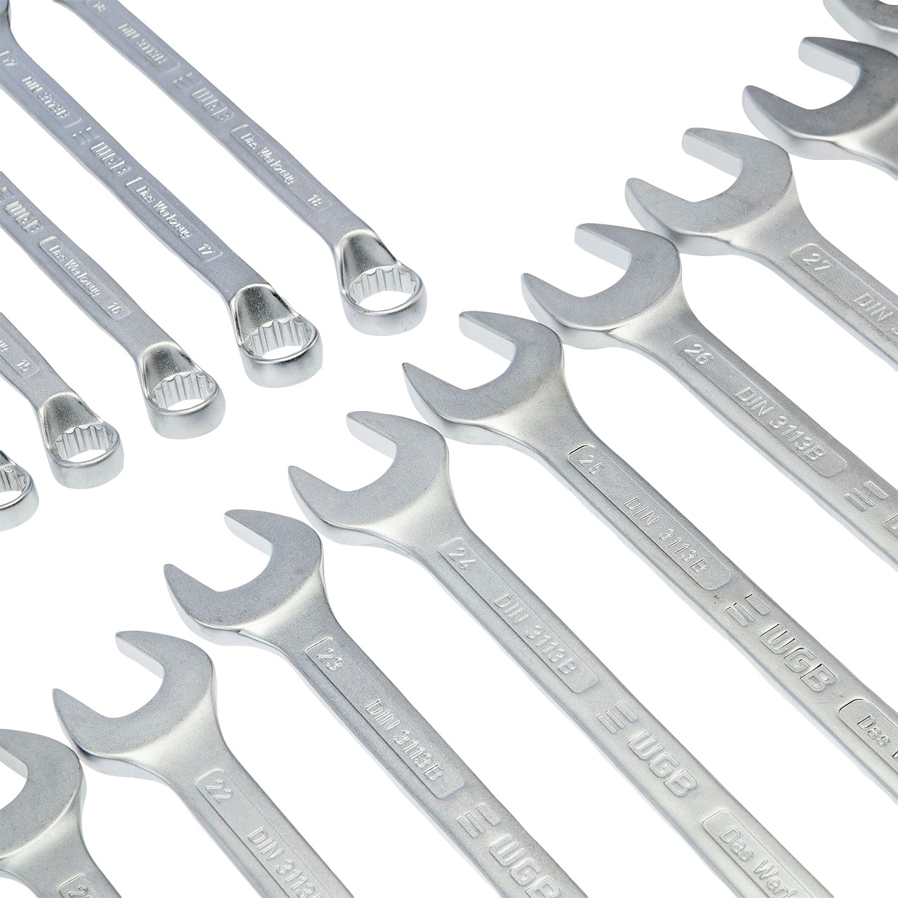 WGB BASIC PLUS Gabel- und Ringschlüssel »Ringmaulschlüssel-Satz«, (Set, 25 St.), Ringseite gekröpft