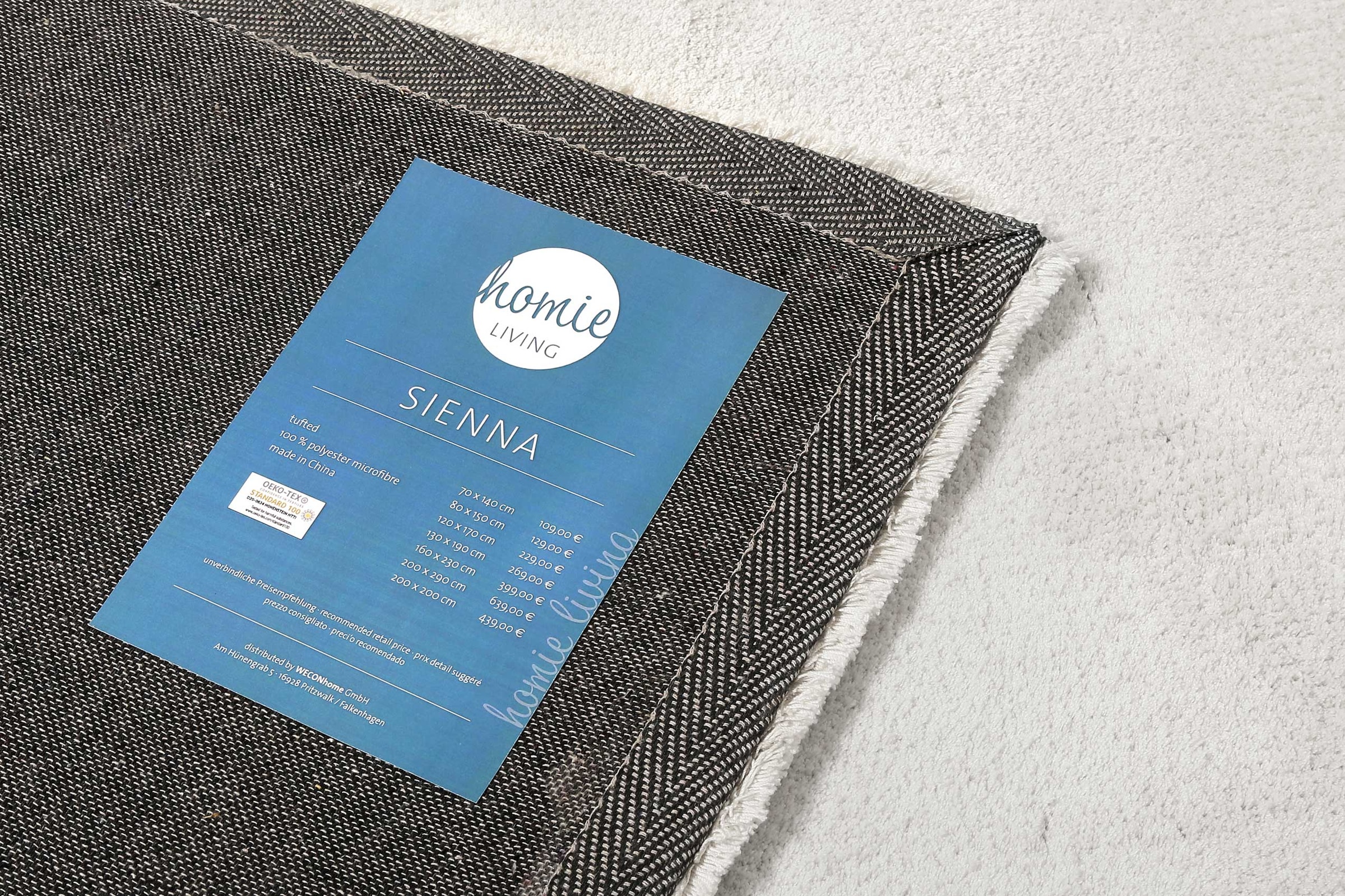 Homie Living Teppich »Sienna«, quadratisch, 20 mm Höhe, Hochflor, Microfaser, uni, weich & kuschelig, Wohnzimmer, Schlafzimmer