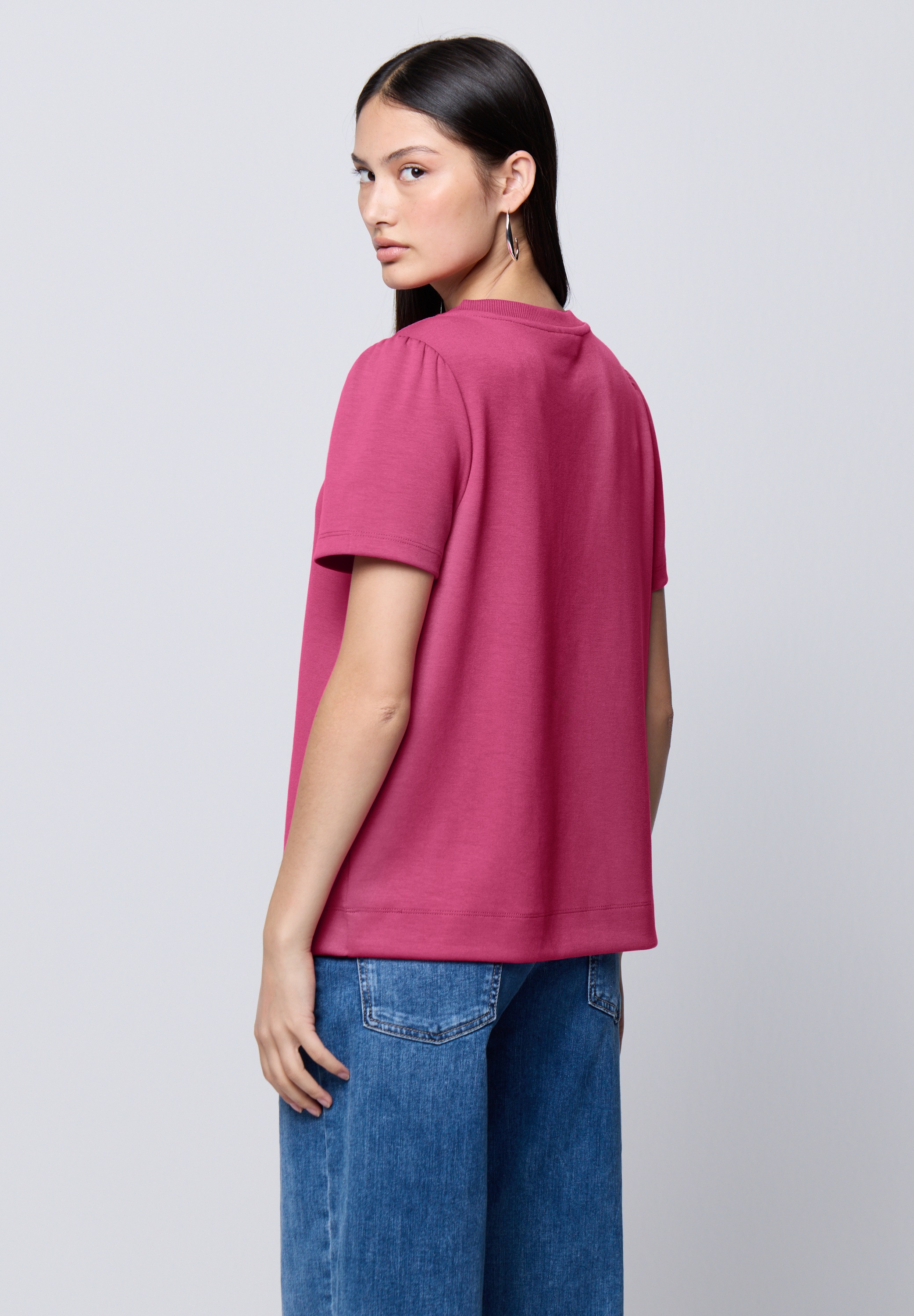 STREET ONE STUDIO Rundhalsshirt, mit gerafften Ärmeln günstig online kaufen
