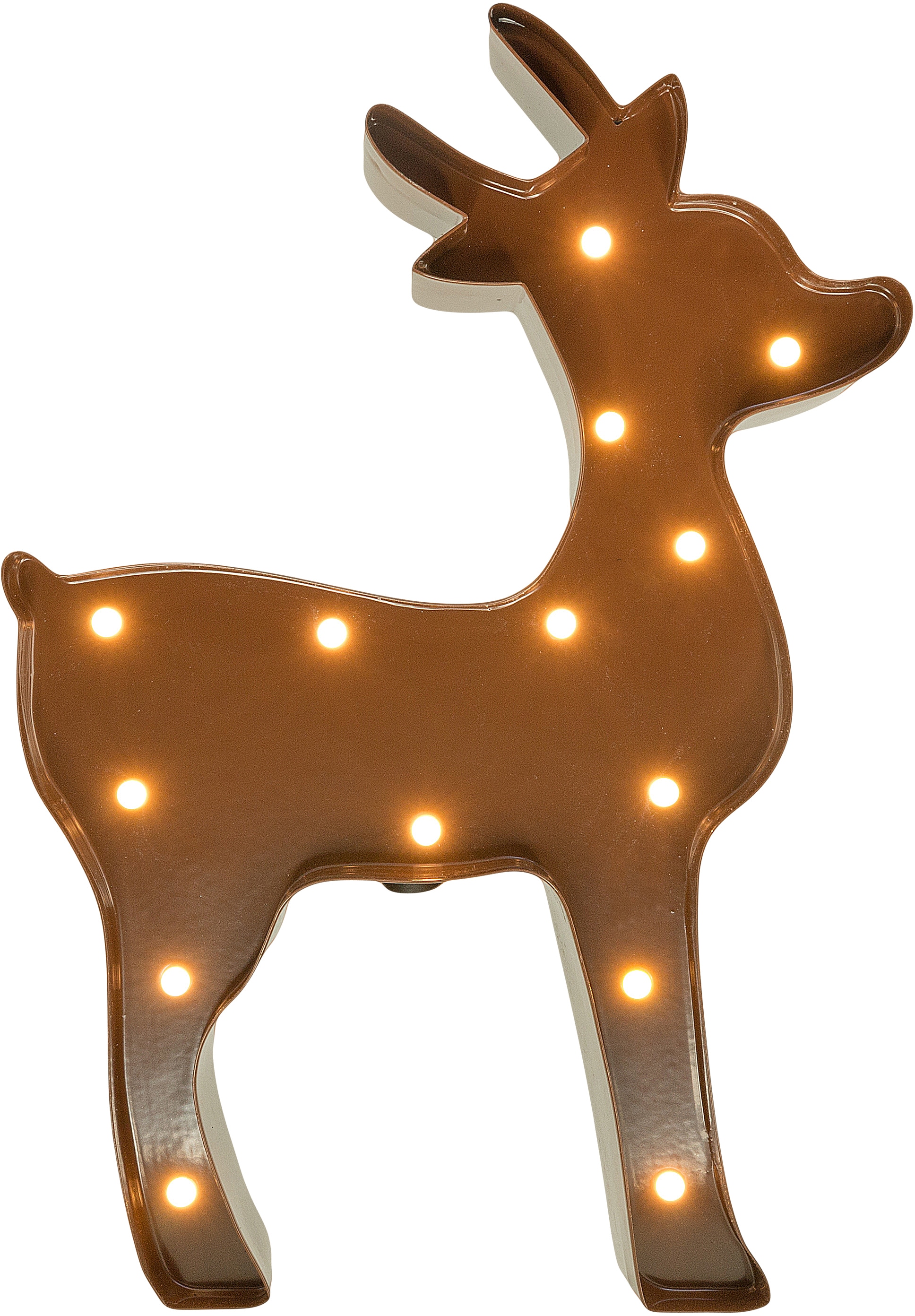 MARQUEE LIGHTS LED Dekolicht "Reindeer", 14, H: 16cm, 1 Stk., braun, Leuchten, Wandlampe, Tischlampe Rentier, Weihnachten 14 Leuchtmittel - 23x16 cm