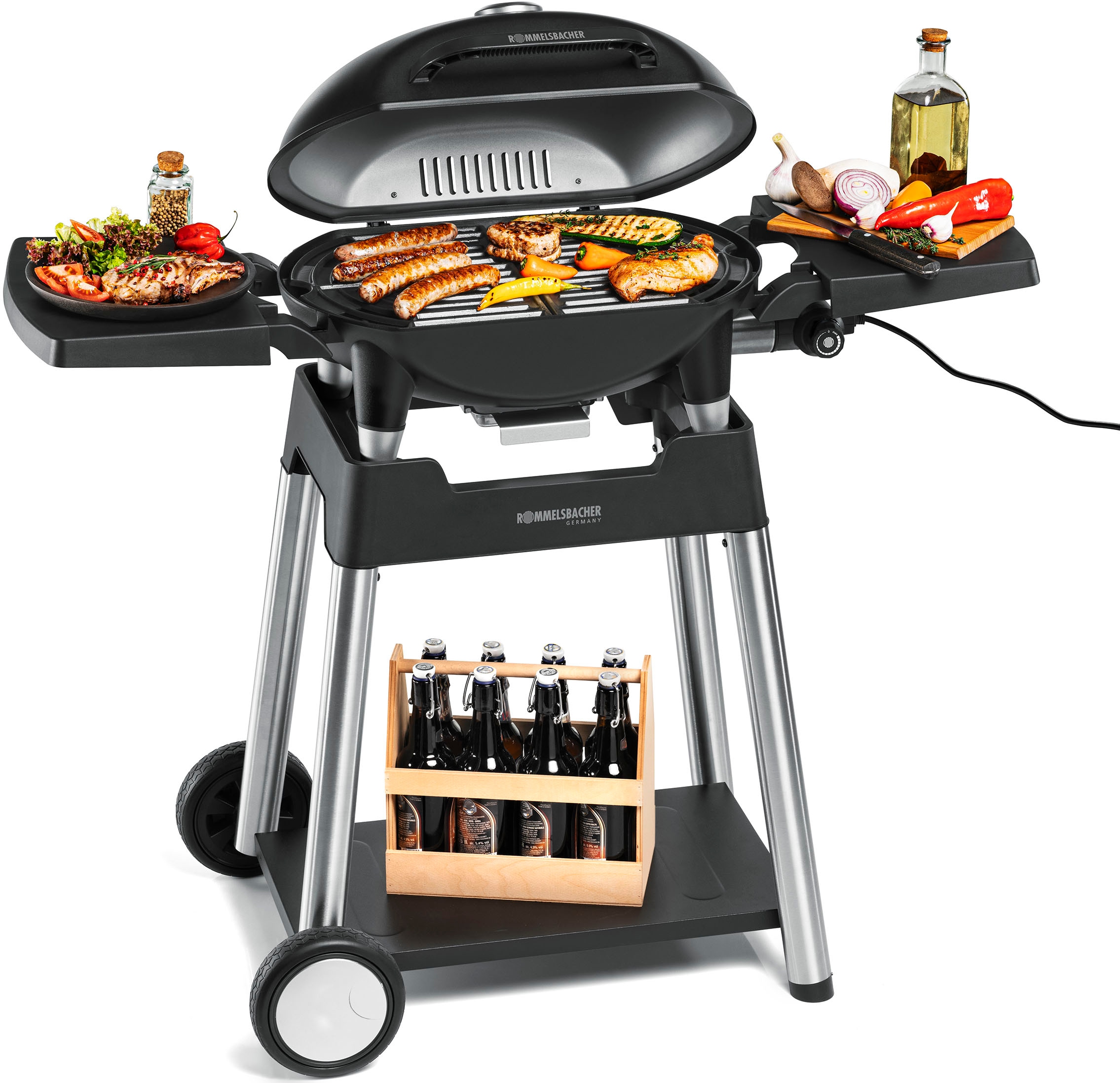 Rommelsbacher Elektrogrill »BBQ 4100/S«, 2200 W, BARBECUE GRILL MIT GRILLWAGEN