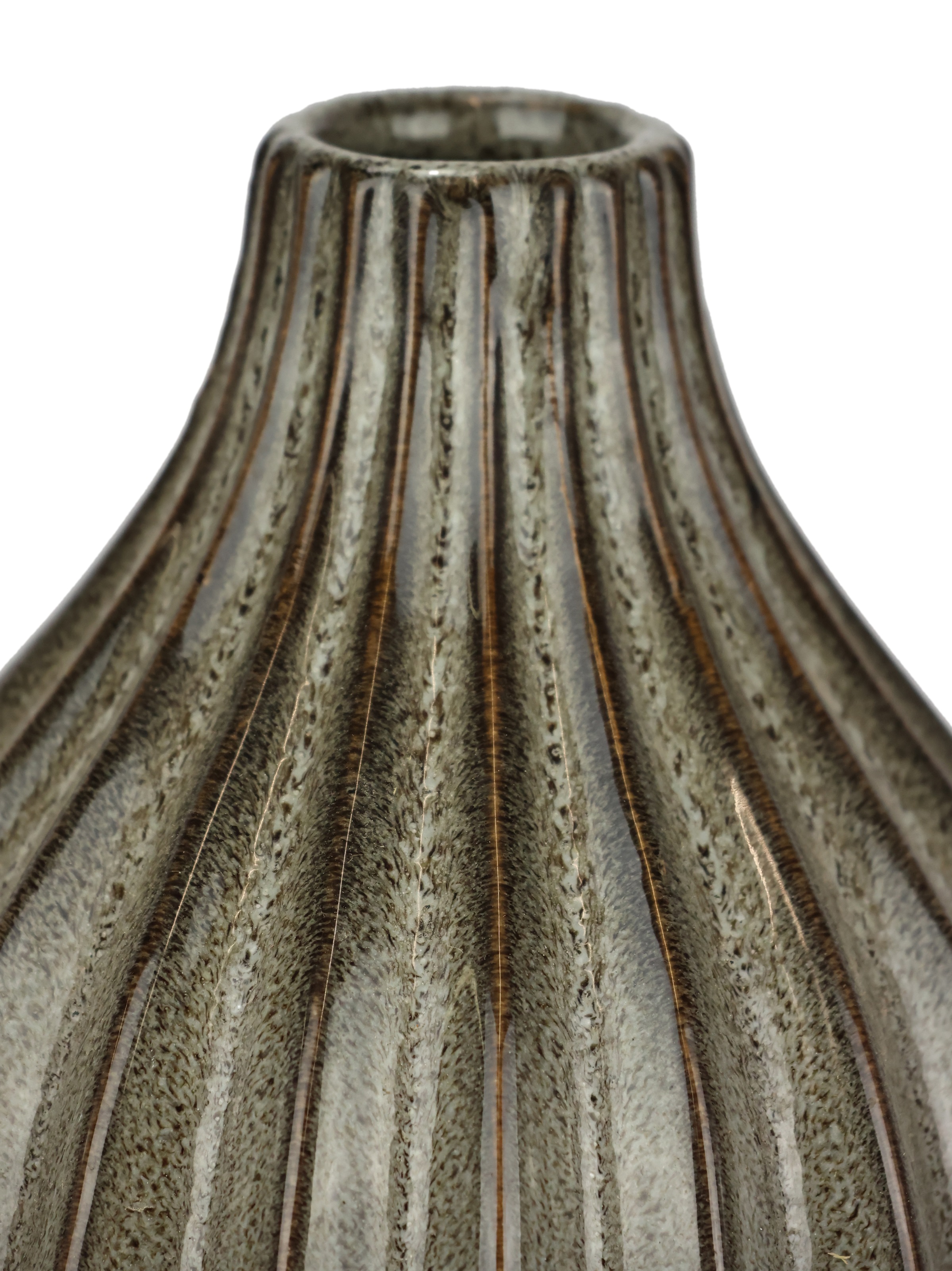 I.GE.A. Dekovase »Vase aus Keramik, geriffelt, bauchig, matt glänzend«, (1 St.), Flaschenform, Blumenvase, Tischdeko, Keramikvase
