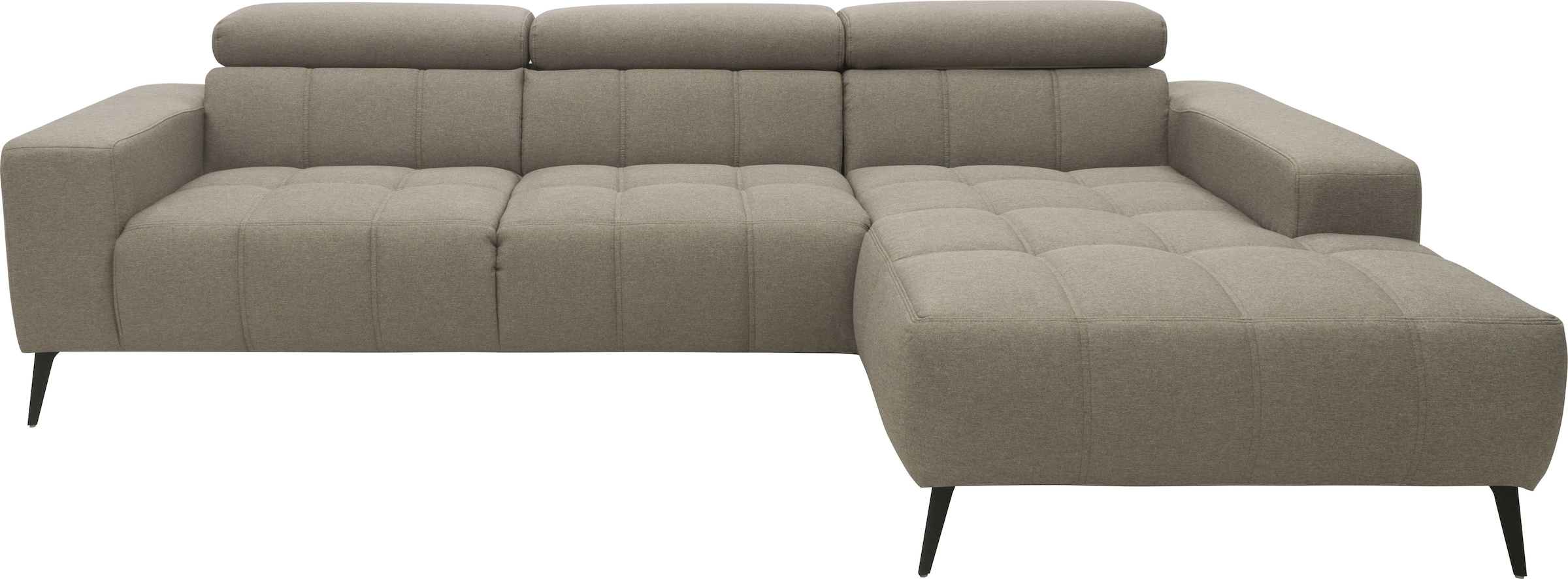 DOMO collection Ecksofa »Trento L-Form, mit Kufenfuß oder Einzelfuß« wahlweise mit Kopfteilverstellung, Recamiere links/rechts bestellbar
