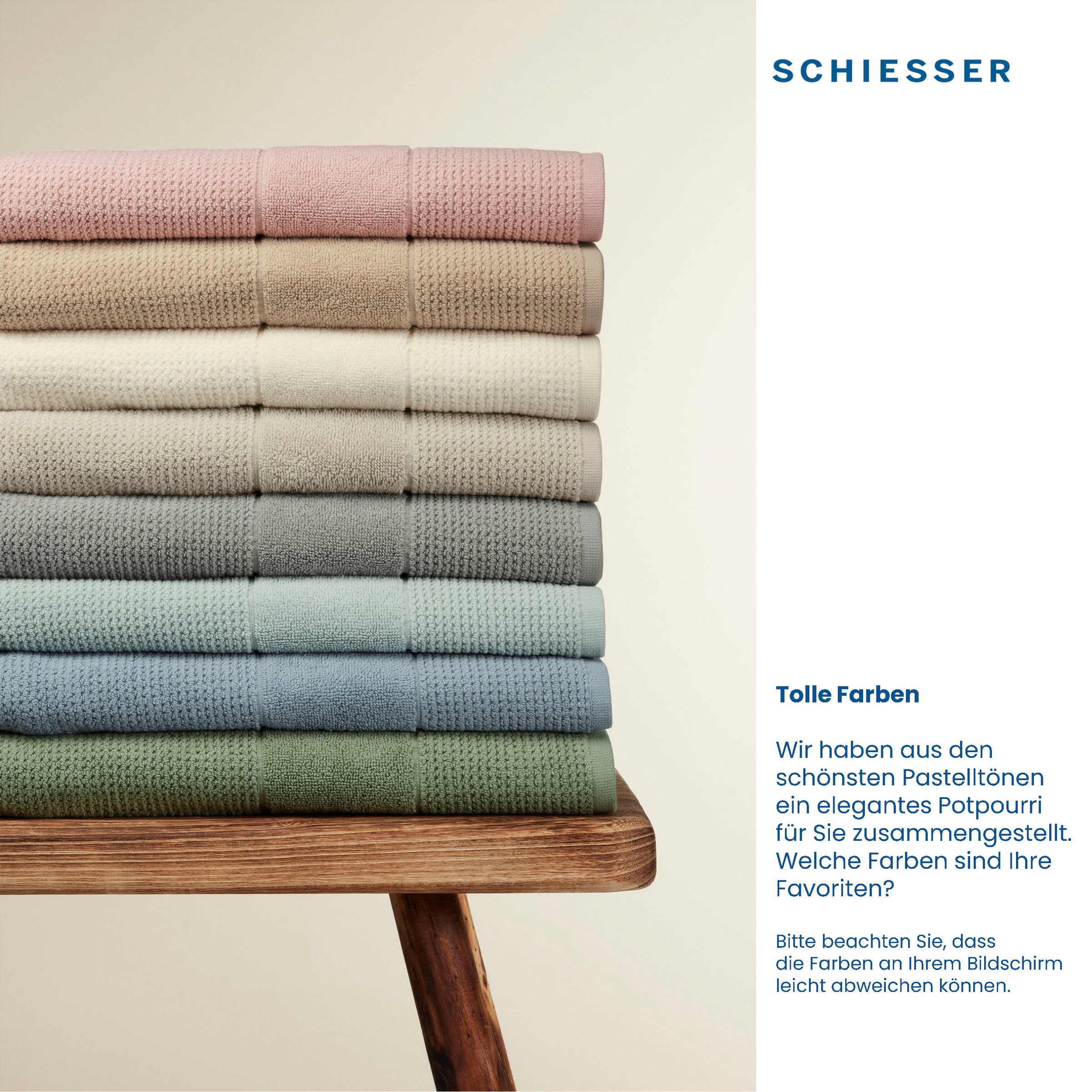 Schiesser Handtücher »Schiesser Duschtücher Turin im 2er Set aus 100%  Baumwolle«, (2 St.), Reiskorn-Optik | BAUR | Handtuch-Sets