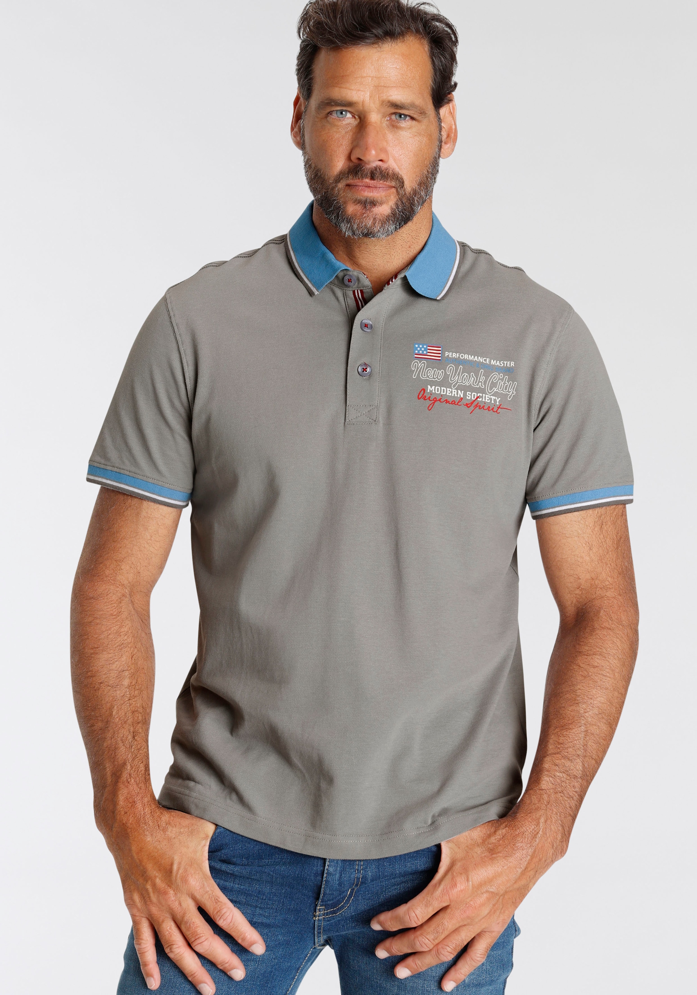 Mans World Poloshirt, Kurzarm, lässige Passform, bedruckt, Polokragen