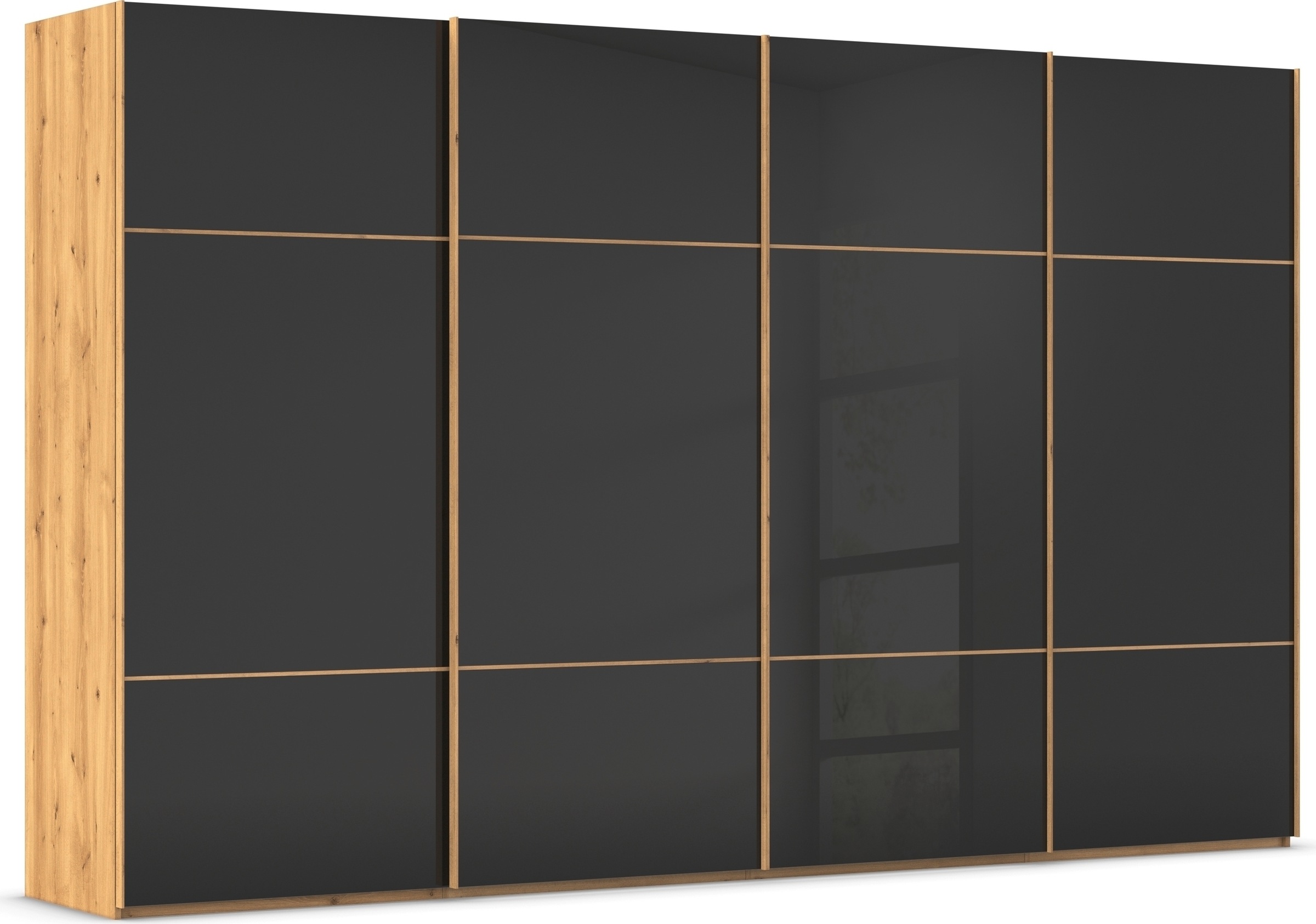 rauch "Kleiderschrank Schrank Garderobe Schlafzimmerschrank SCALE-TRIO" edle dreigeteilte Front mit 2 Zierleisten Glasfront MADE IN GERMANY