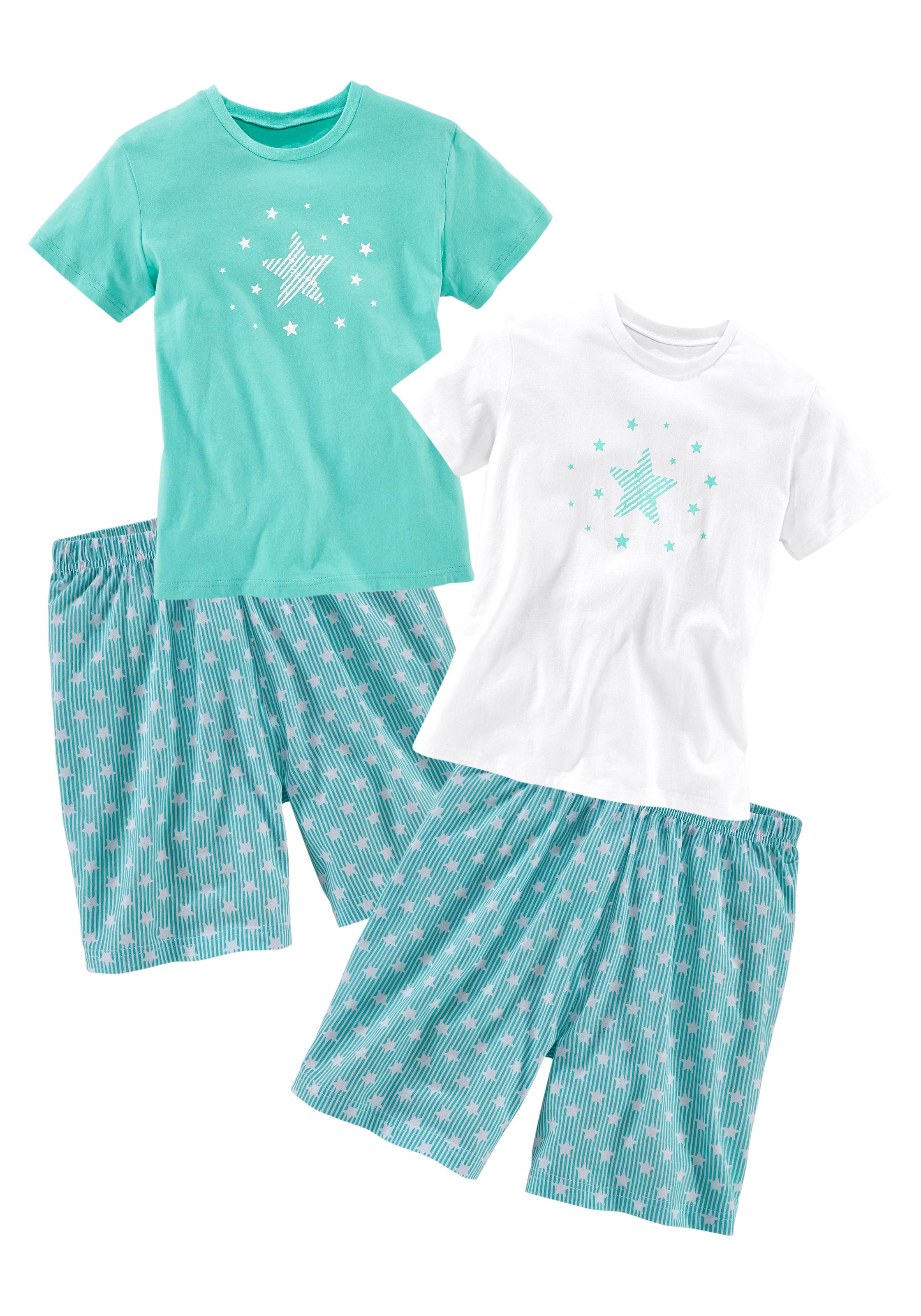 petite fleur by Lascana Pyjama 4 tlg. kurzer Schlafanzug mit Sternendruck, aus Baumwolle