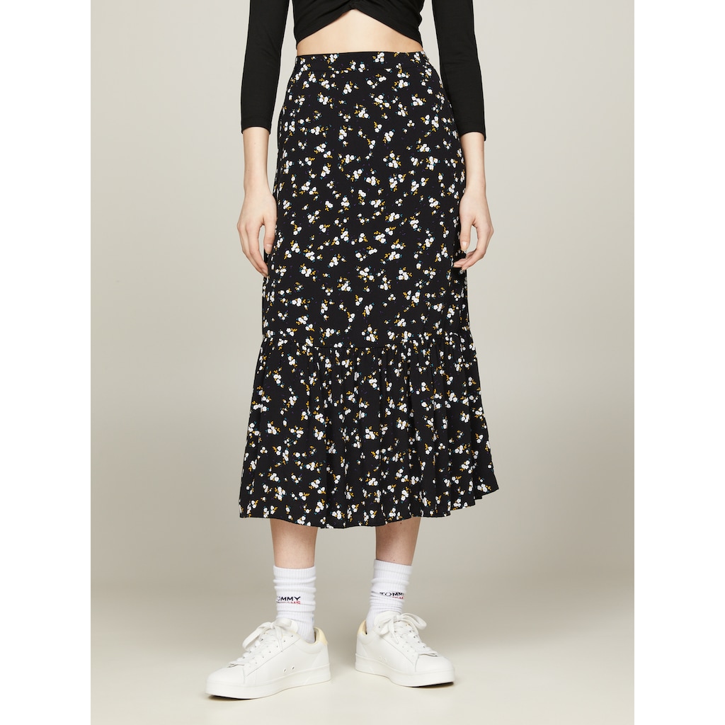 Tommy Jeans Curve A-Linien-Rock »TJW FLORAL RUFFLE MIDI SKIRT EXT«, Webrock Große Größen