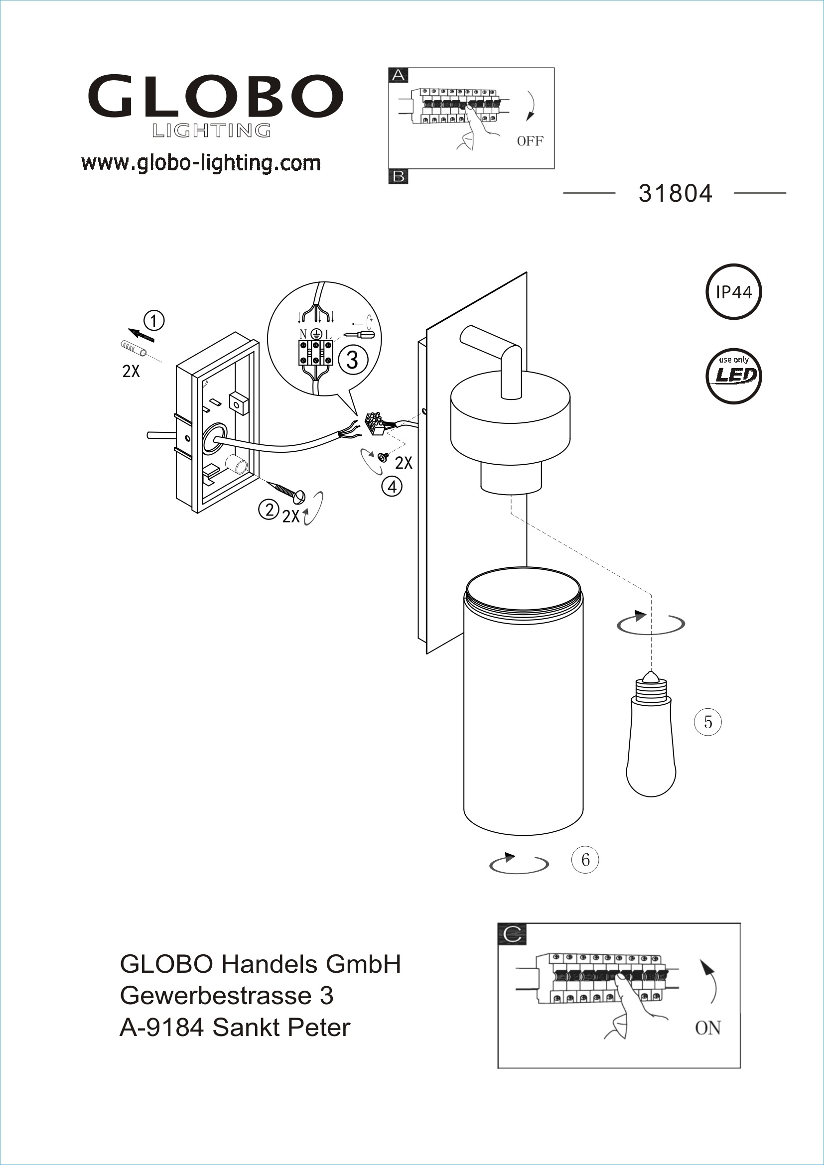 GLOBO LIGHTING Außen-Wandleuchte »VESSA« E27 1 Stk. Außenwandleuchte anthrazit, IP44, Licht abwärts