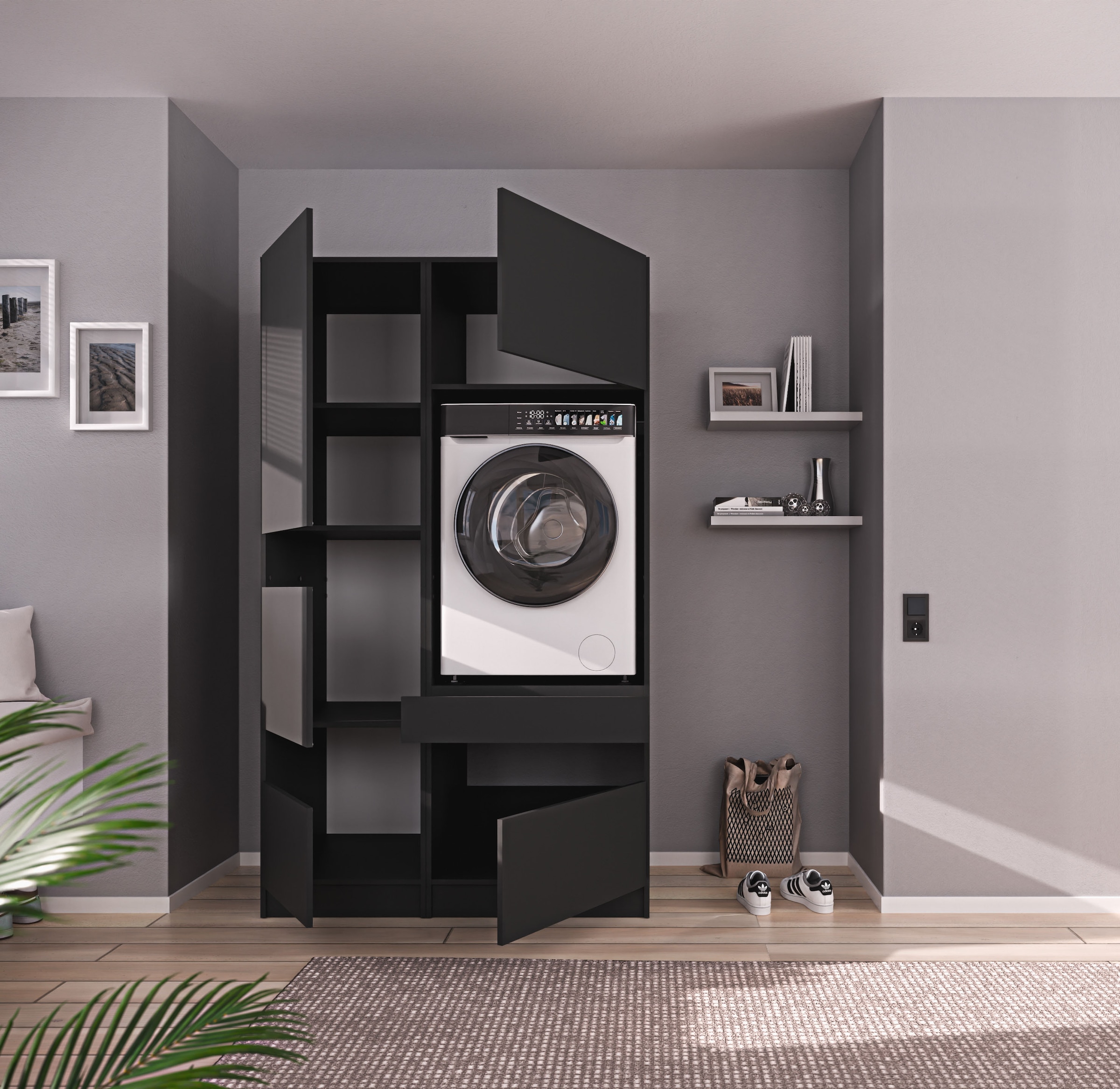 BASIC by Balculina Mehrzweckschrank-Set »Washhome B/T/H 118x68x200 cm« 2 Stk. tlg.