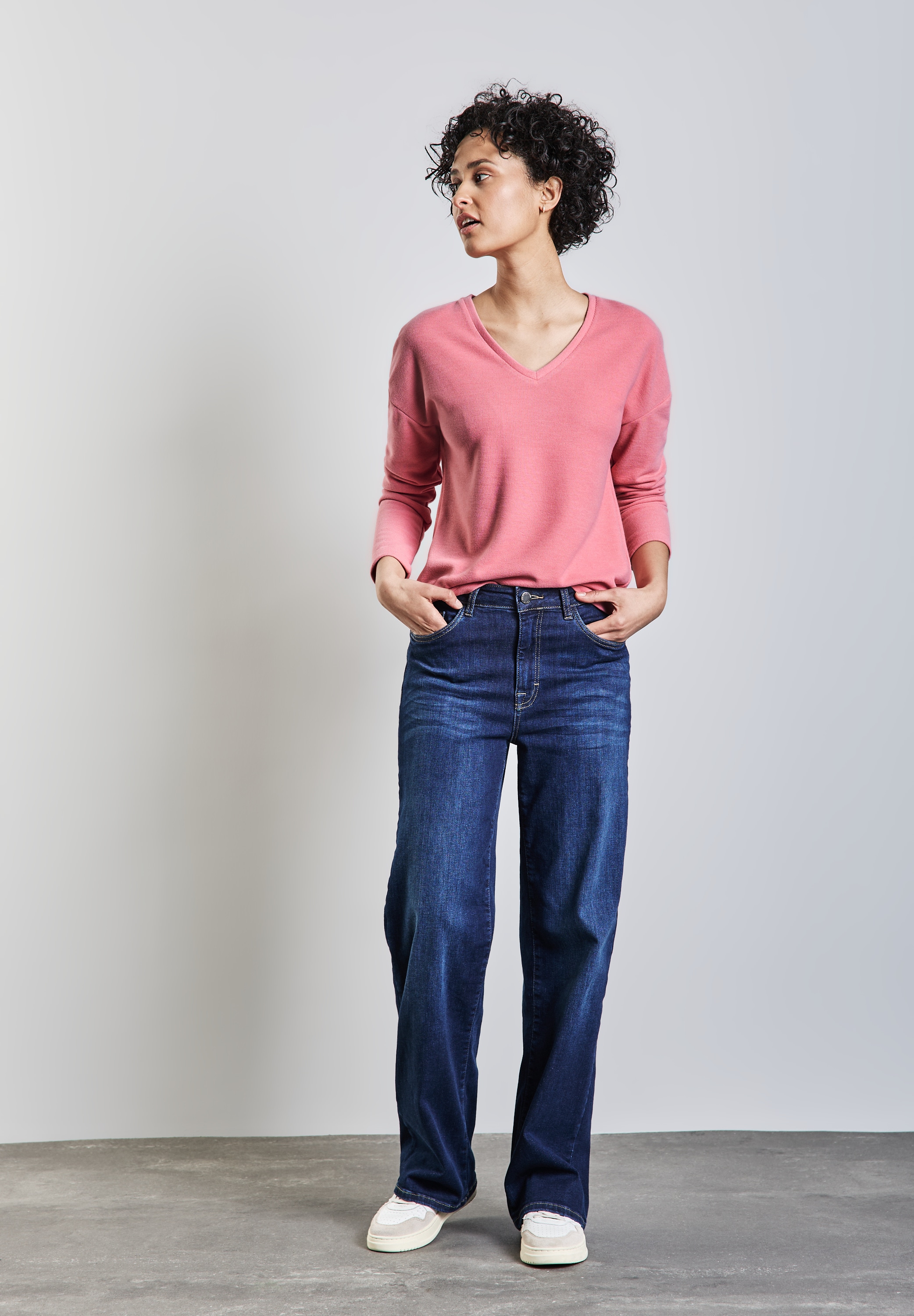 STREET ONE Langarmshirt, aus softem Materialmix