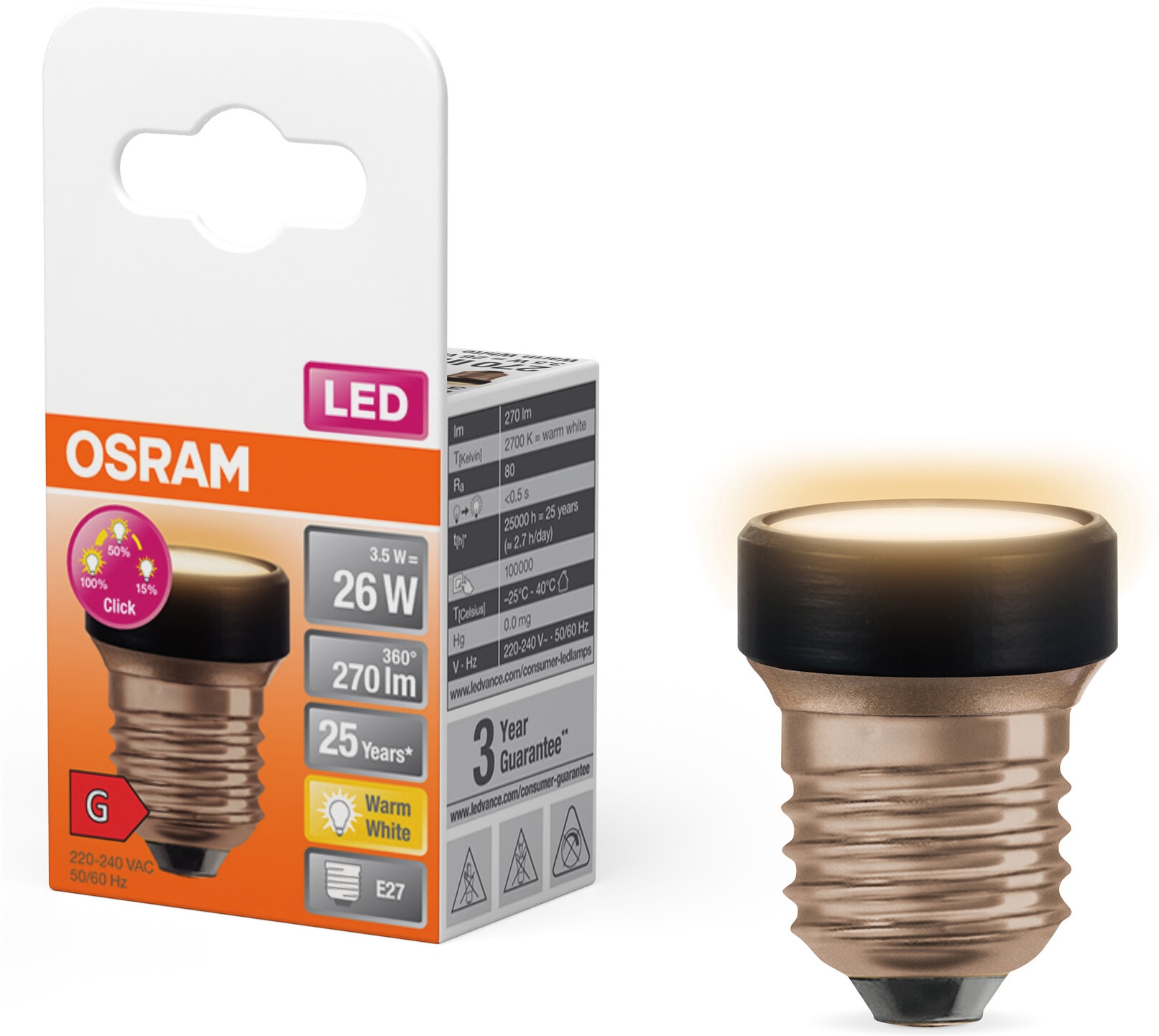 OSRAM LED-Leuchtmittel "LED STAR FLAT", L:4,5cm Ø:3,5cm, braun, Leuchtmittel