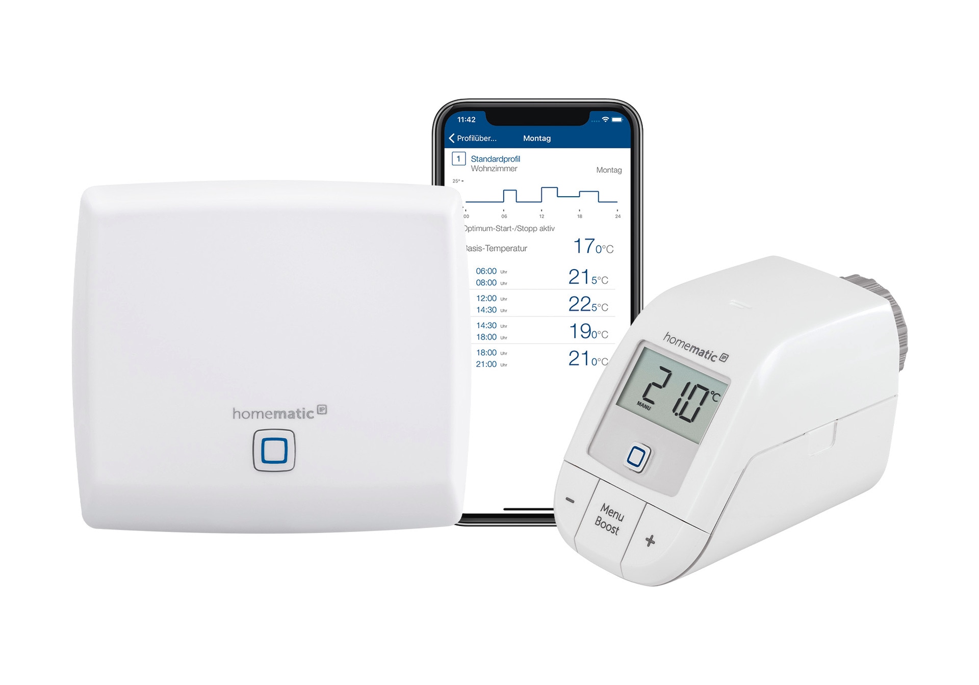 HOMEMATIC IP Heizkörperthermostat "Bundle Access Point + Heizkörperthermosthat basic", B:31cm H:12cm T:37cm, weiß, Heizkörperthermostate