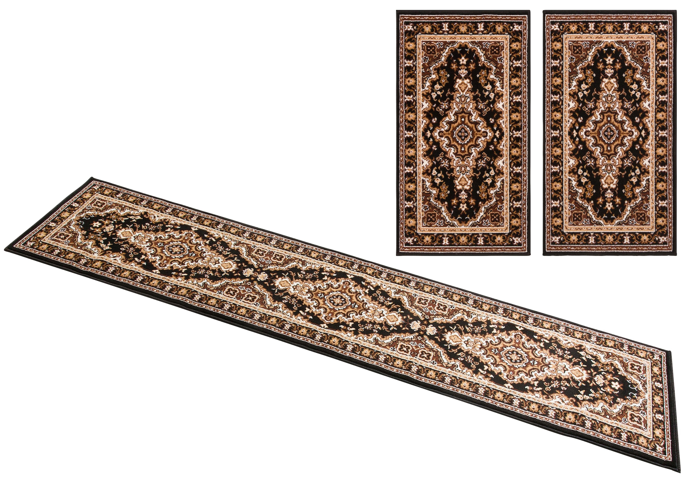 Bettumrandung OTTO HOME "Oriental, Made in Belgium" Gr. 14, braun, H:7mm, Obermaterial: 100% Polypropylen, Bettumrandungen, Läufer-Set, Kurzflor, Orient-Optik, mit Bordüre, pflegeleicht, elegant