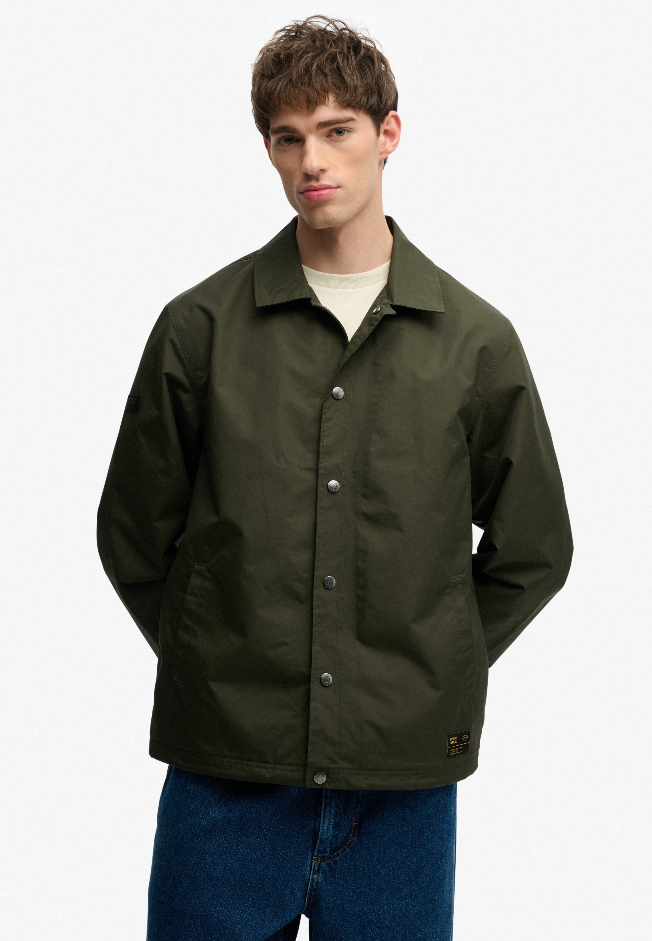 Superdry Parka "SURPLUS OTTO COACH JACKET" ohne Kapuze Relaxed Fit, aus Nylon, mit Hemdkragen, gerader Abschluss