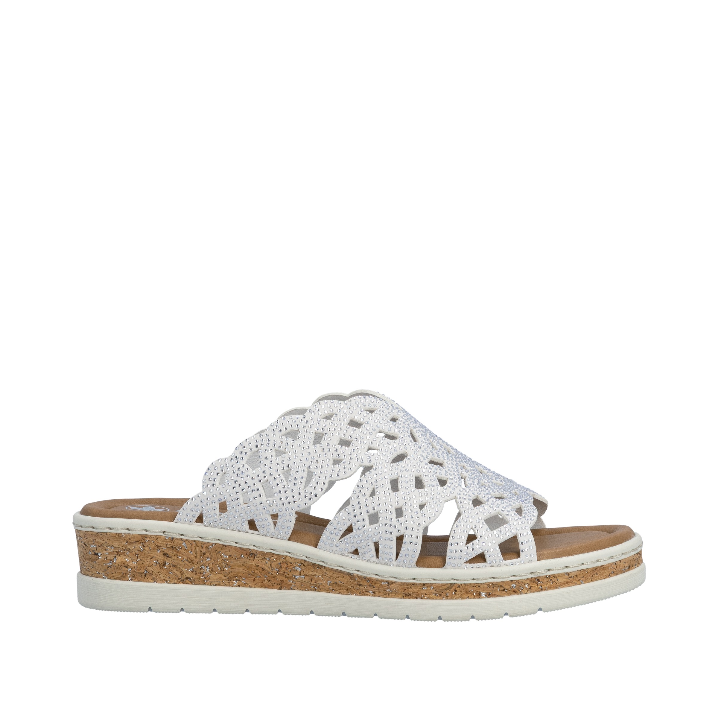 Rieker Pantolette  Sommerschuh, Hausschuh, Keilabsatz, mit Glitzersteine