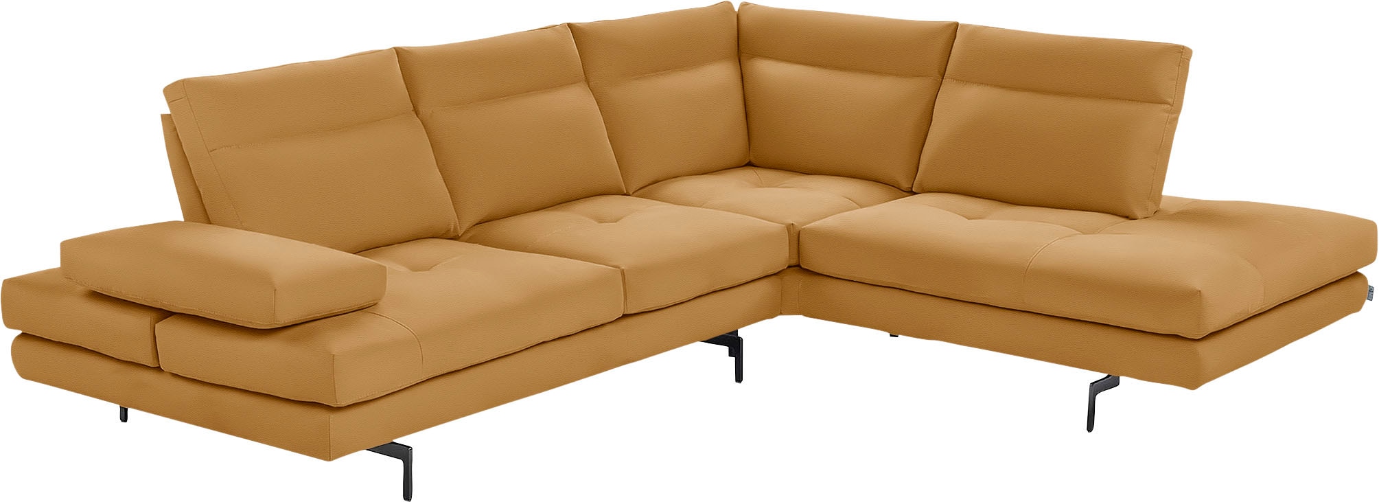 CALIA ITALIA Ecksofa "Toby Wing, B/T: 288/232 cm, Designsofa mit sensationellem Sitzkomfort" L-Form, Sitztiefenverstellung, funktionale Ecke, Füße in schwarz matt
