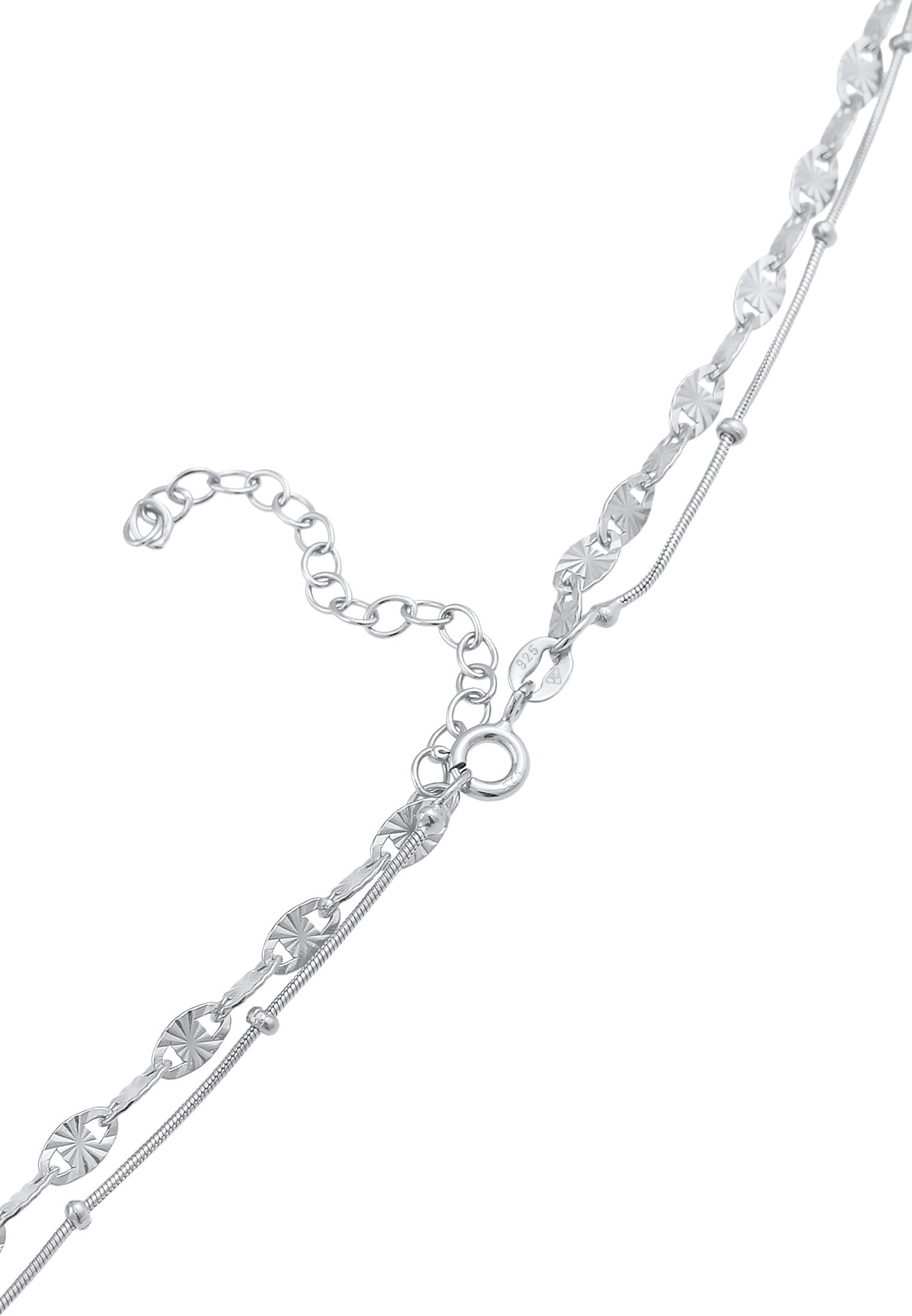 Elli Gliederkette »Layer Plättchen Mond Sichel Kugelkette 925 Silber«