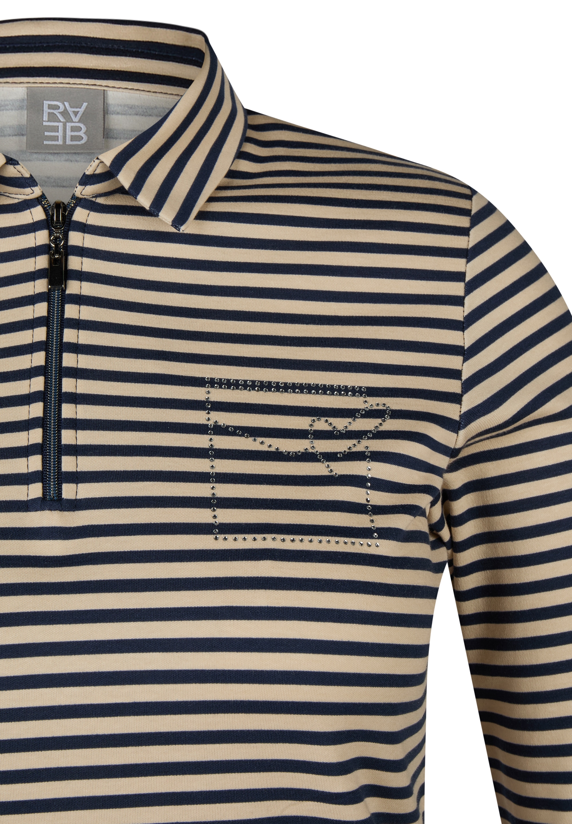 Rabe 3/4-Arm-Shirt im Streifen-Look und mit Hemdblusenkragen
