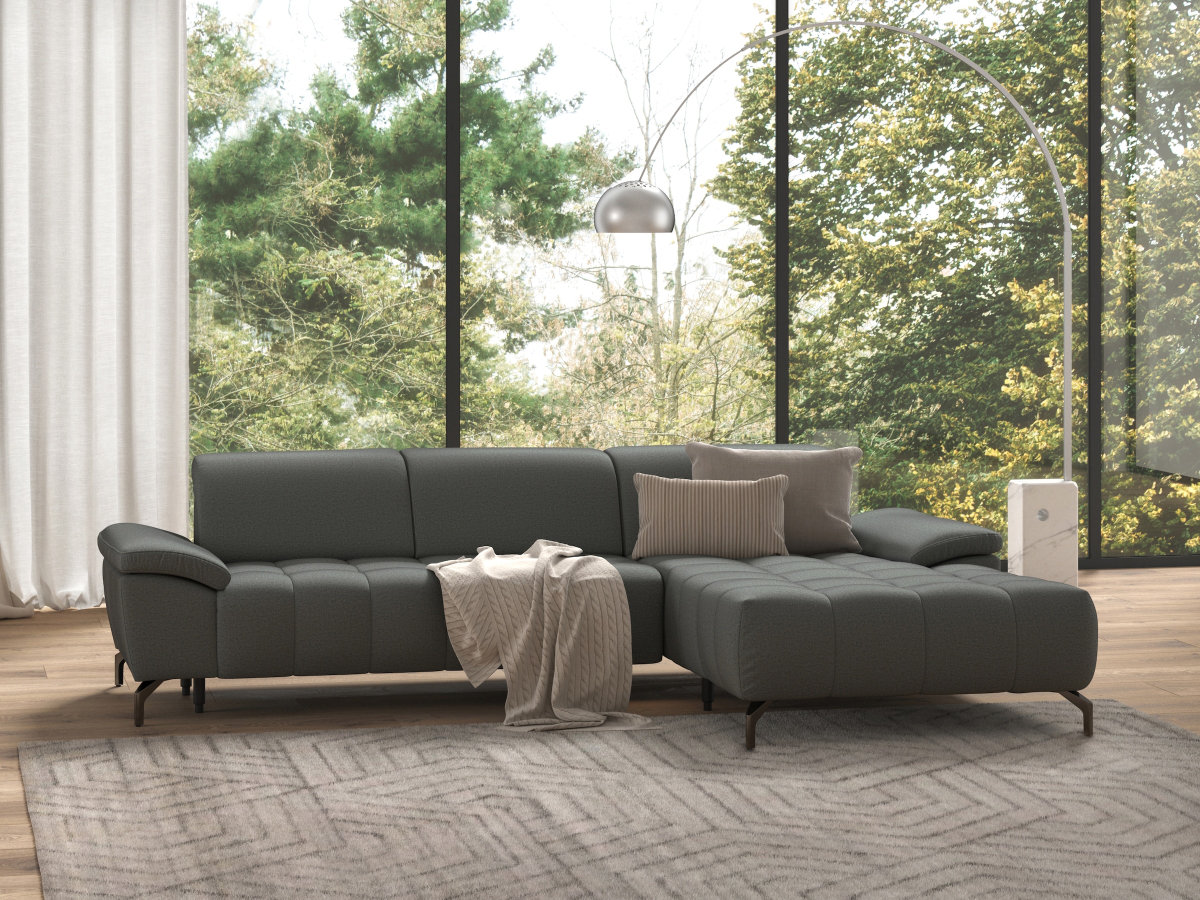sit&more Ecksofa "Cool L-Form" wahlweise mit Kopfteilverstellung und Vorziehsitz, motorisch