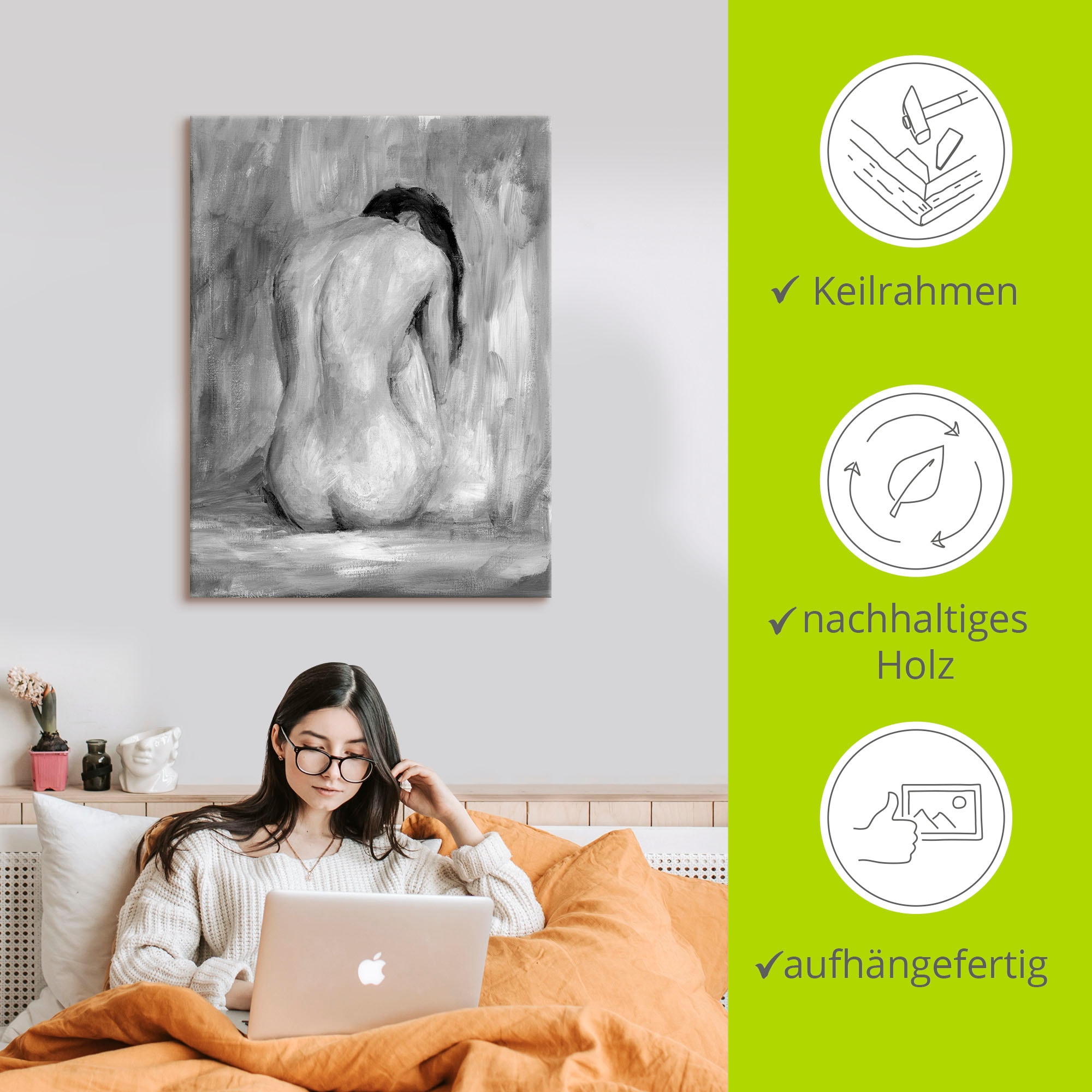 Artland Wandbild »Figur in schwarz & weiß II«, Frau, (1 St.), als Alubild, Outdoorbild, Leinwandbild, Poster, Wandaufkleber