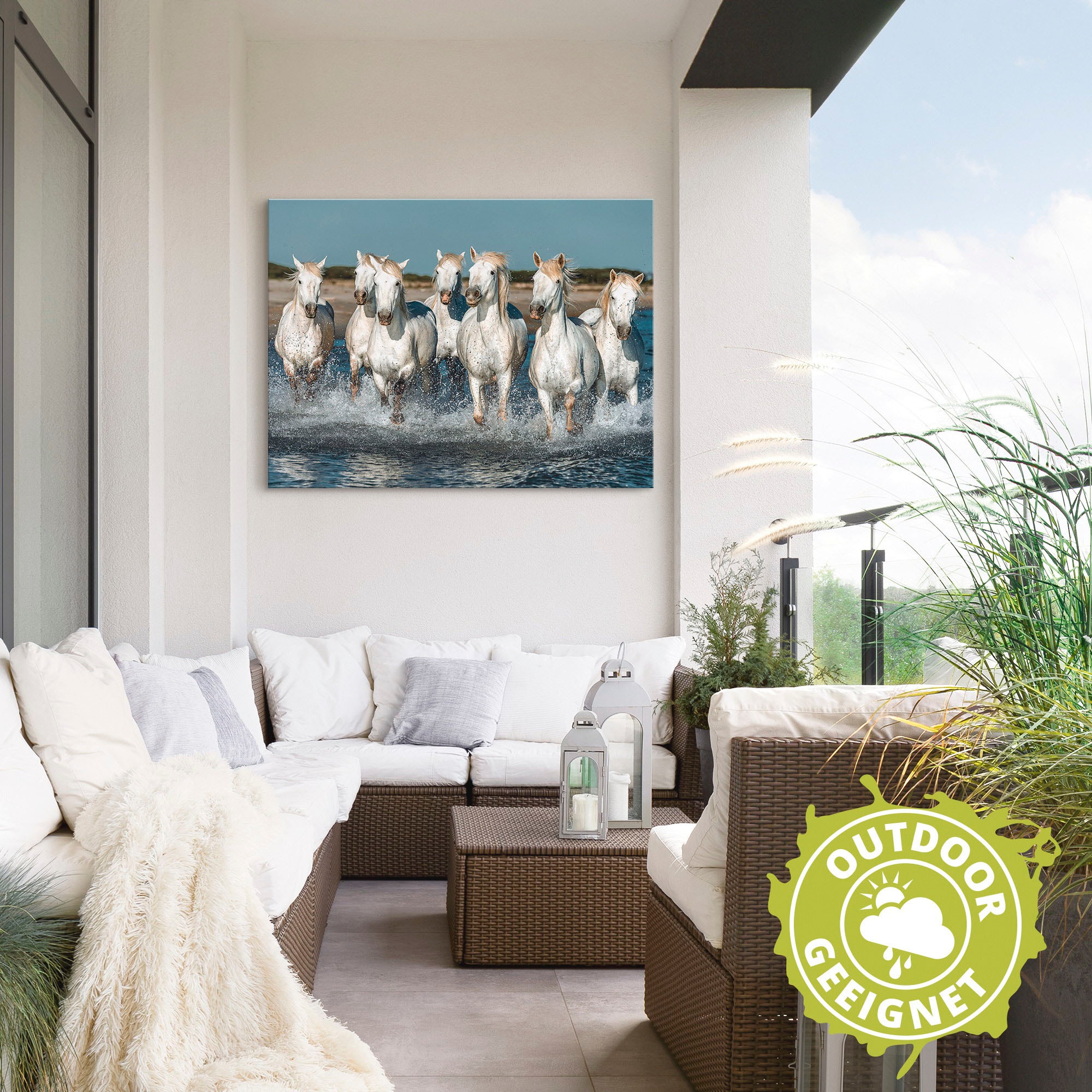 Artland Wandbild »Camargue Pferde galoppieren am Strand«, Haustiere, (1 St.), als Alubild, Outdoorbild, Leinwandbild, Poster, Wandaufkleber
