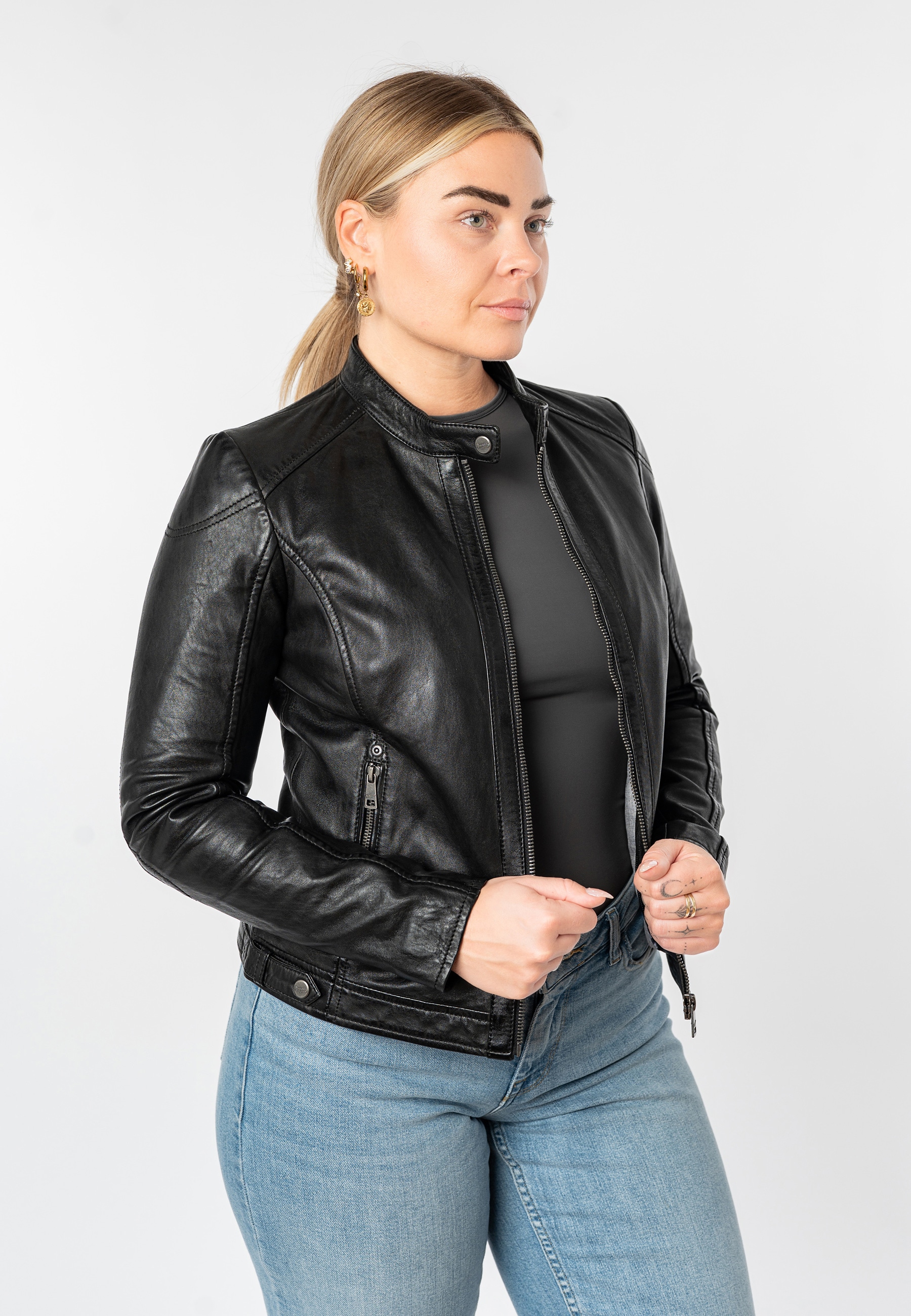 Mauritius Lederjacke "MWAlani" Bikerjacke mit abnehmbarer Kapuze günstig online kaufen