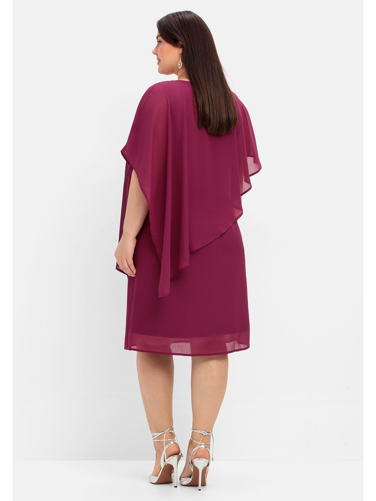 Sheego Cocktailkleid Große Größen mit asymetrischem Cape günstig online kaufen