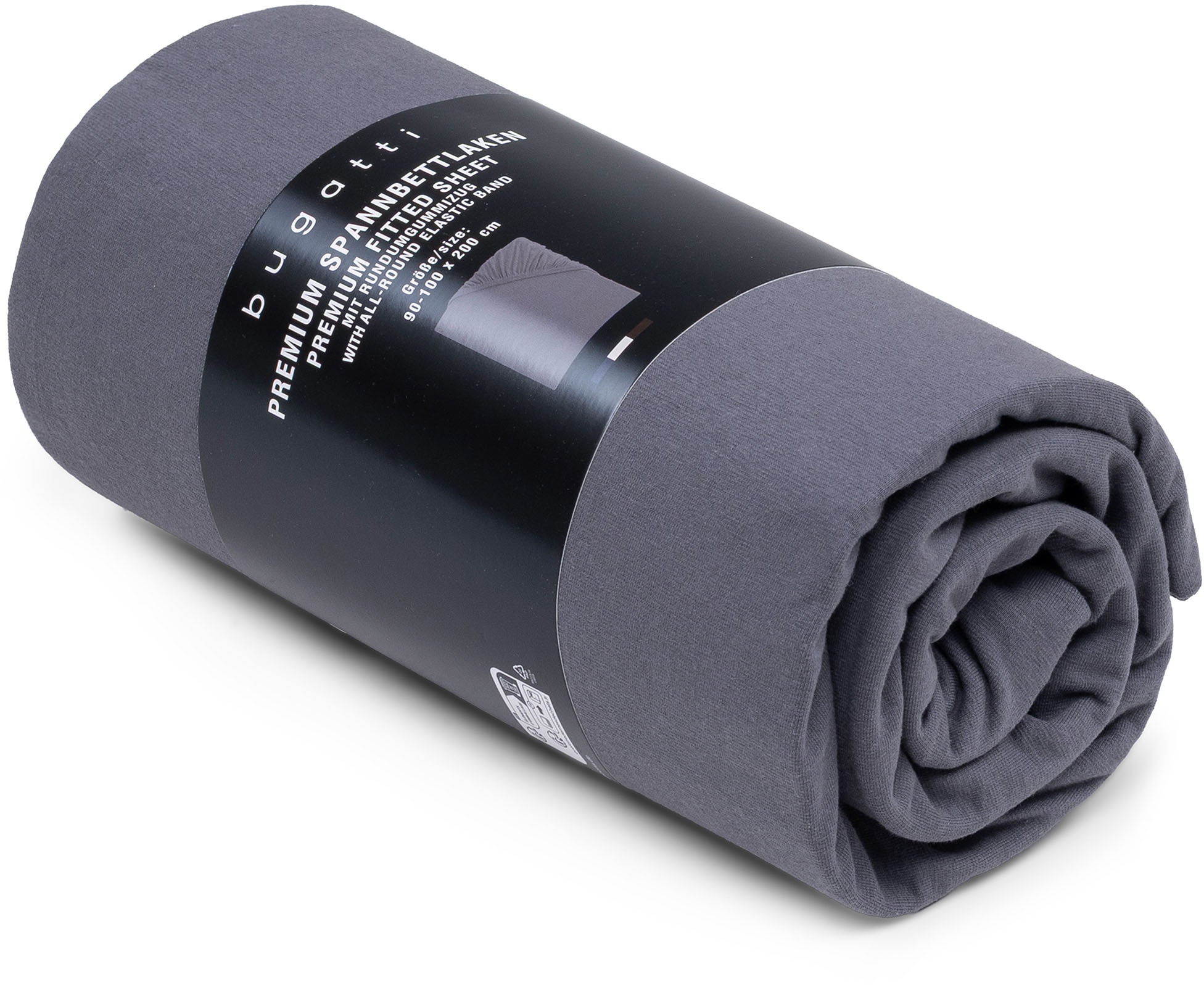 bugatti Spannbettlaken "PREMIUM, Baumwolle mit Elasthan, 180 g/m²" blickdicht und dehnbar