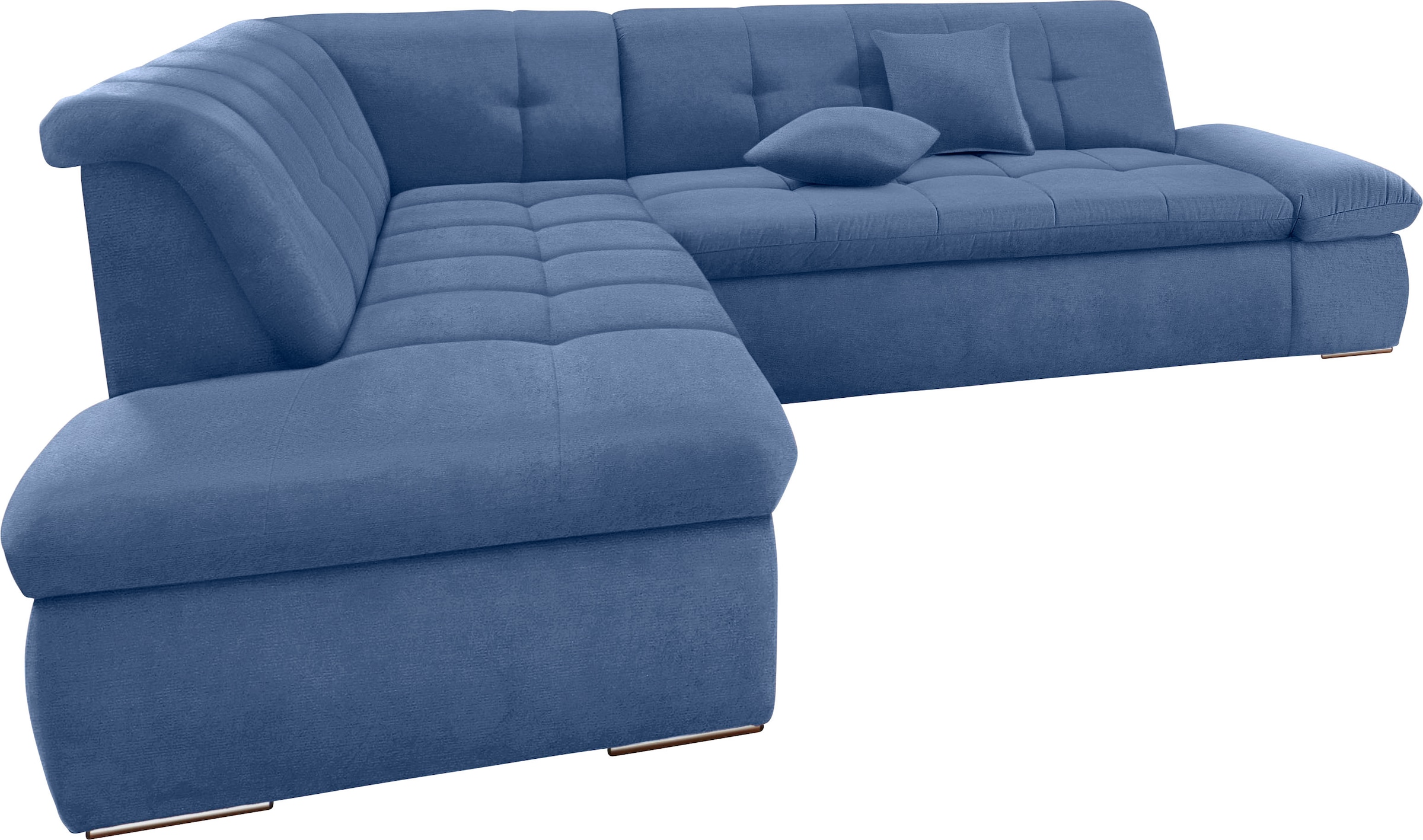 DOMO collection Ecksofa »NMoric incl. Zierkissen B/T/H: 273/216/80 cm L-Form«, Ottomanen-Abschluss, wahlweise mit Bettfunktion und Armlehnverstellung