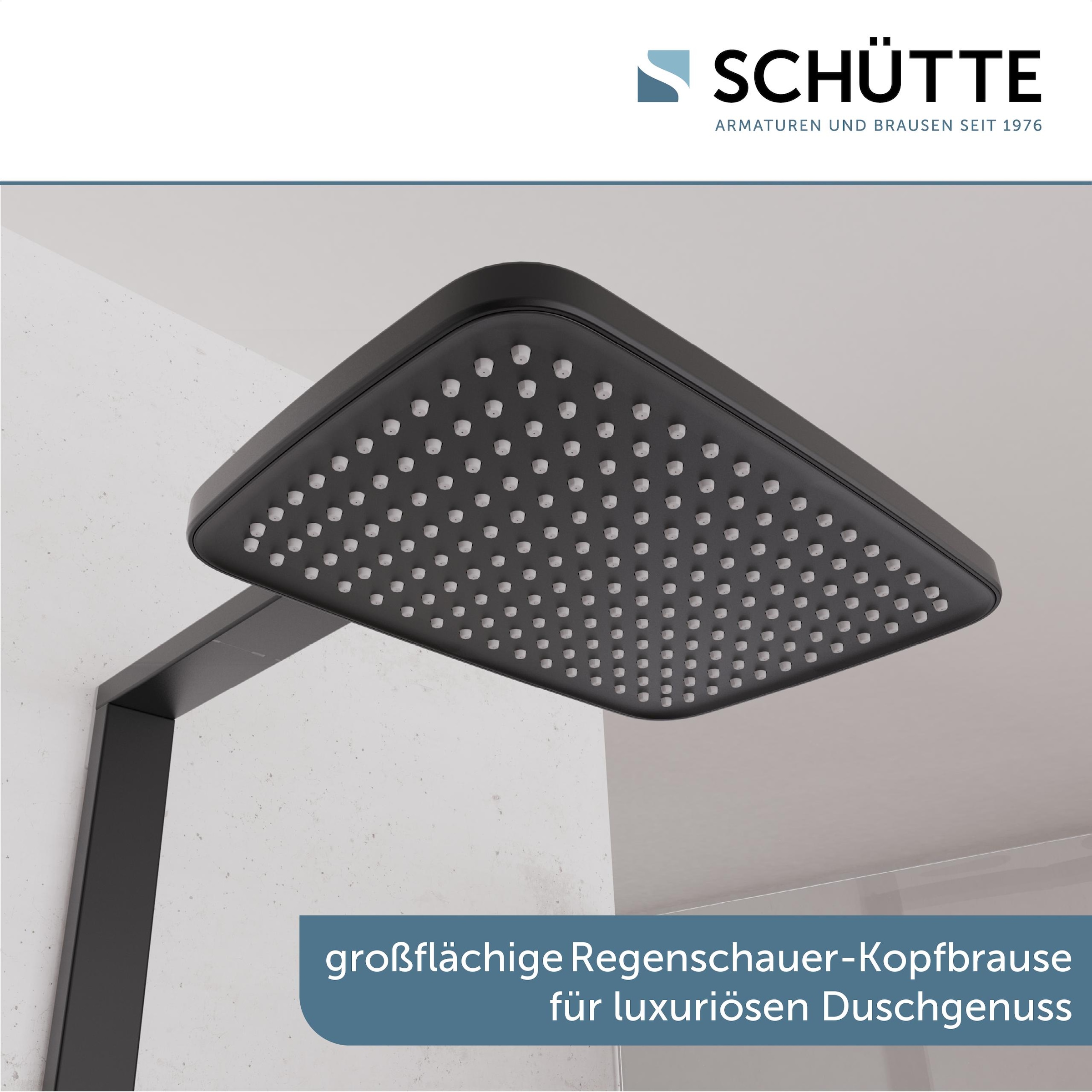 Schütte Duschsystem »HAWAII Überkopfbrause-Set«, (Komplett-Set, Inkl. Montagematerial und Dichtungen), mit Thermostatarmatur, Glasablage, Brausehalter