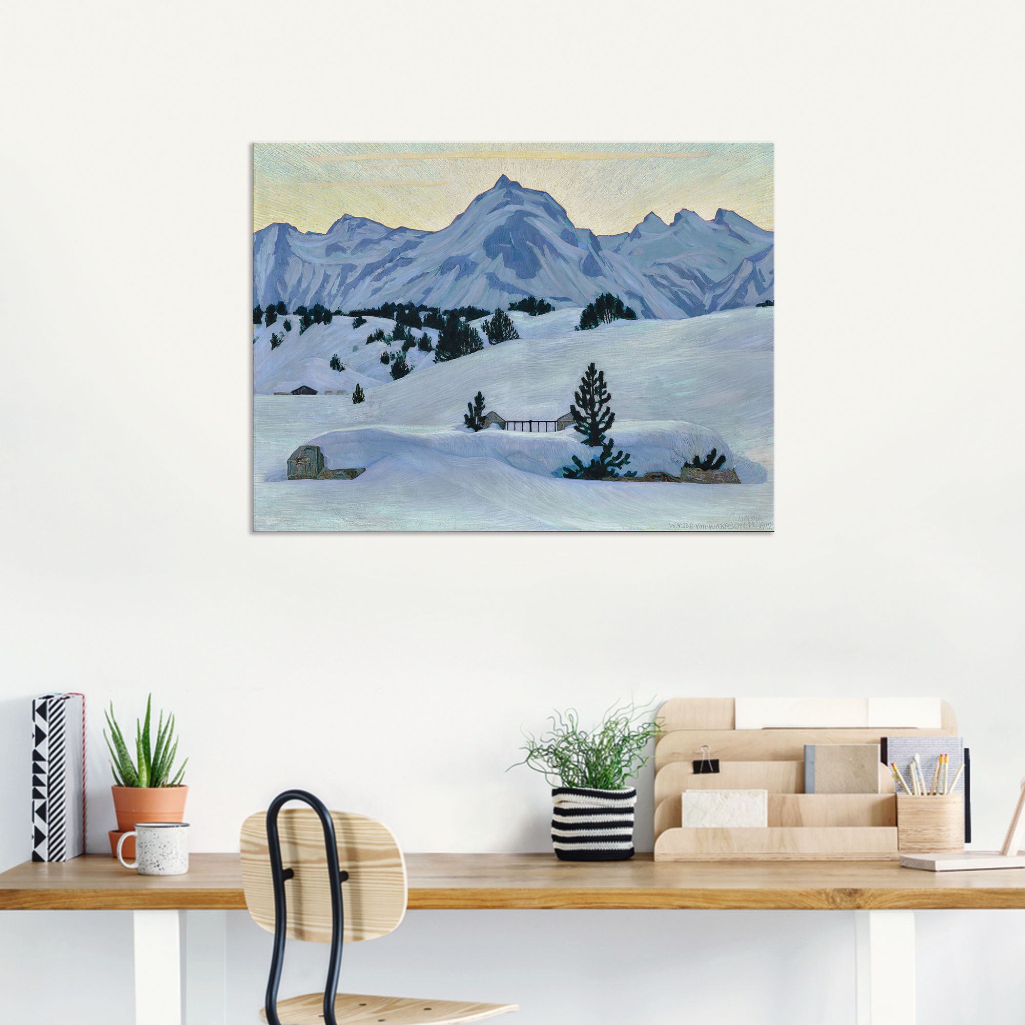 Artland Wandbild »Winterlandschaft bei Maloja. 1912«, Berge & Alpenbilder, (1 St.), als Alubild, Leinwandbild, Wandaufkleber oder Poster in versch. Größen