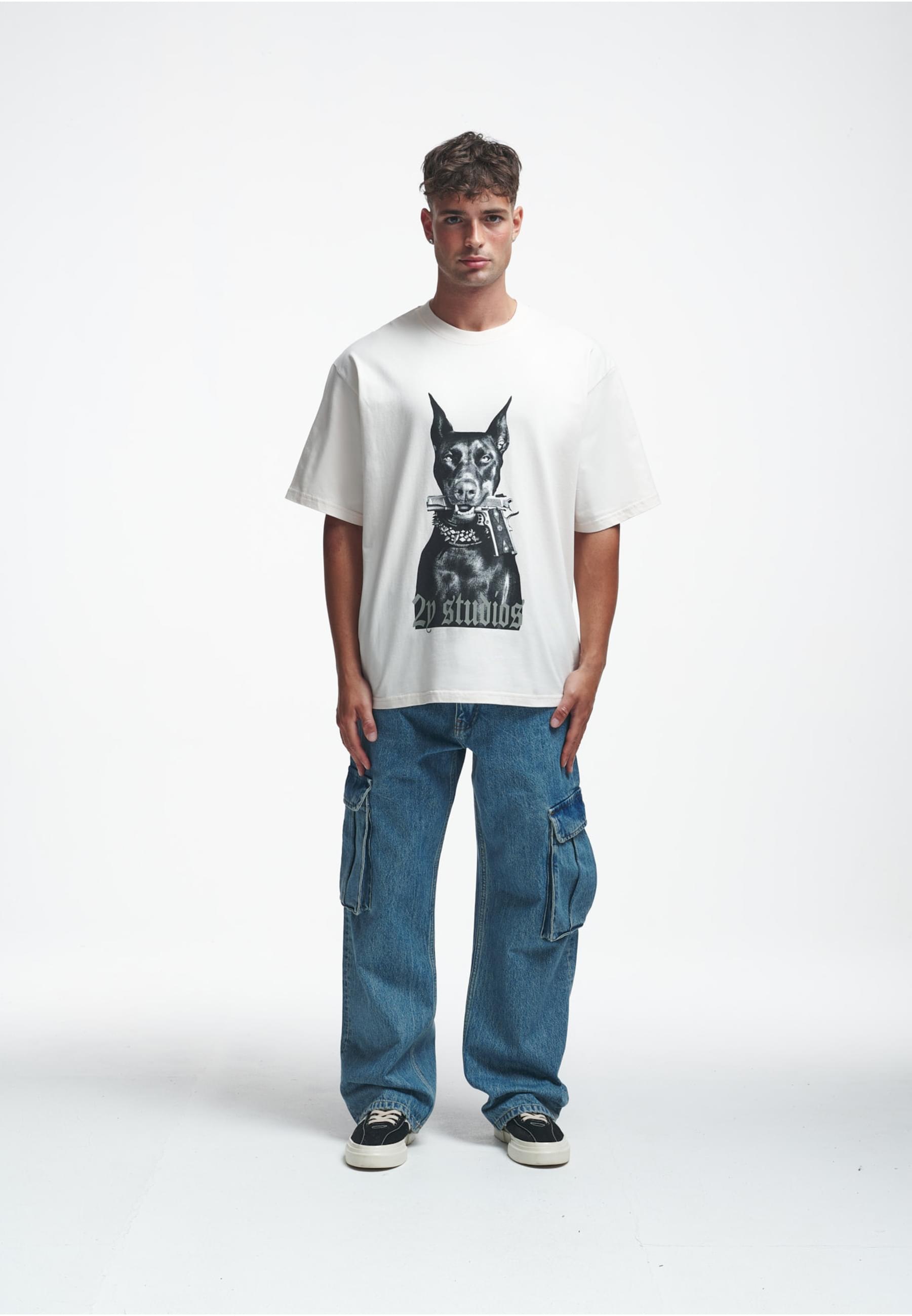 2Y Studios T-Shirt »2Y Studios Herren Doberman Oversize Tee«, (1 tlg.)