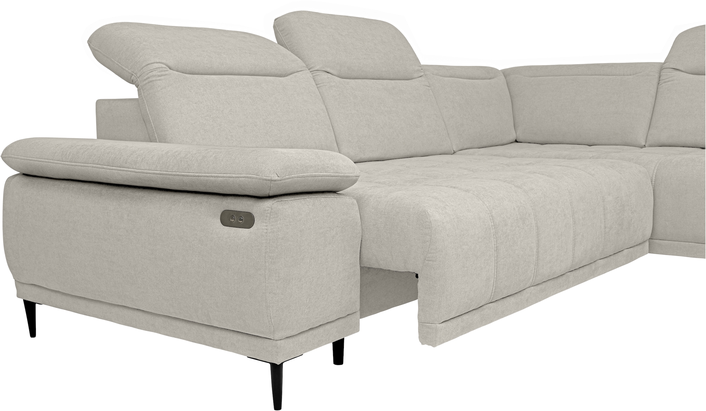 WERK2 Ecksofa »Focus-L elektr. Sitztiefenverstellung, verst. Kopfteile, bodenfrei« Luxus-Microfaser, L-Form, elektrische Sitztiefenverstellung