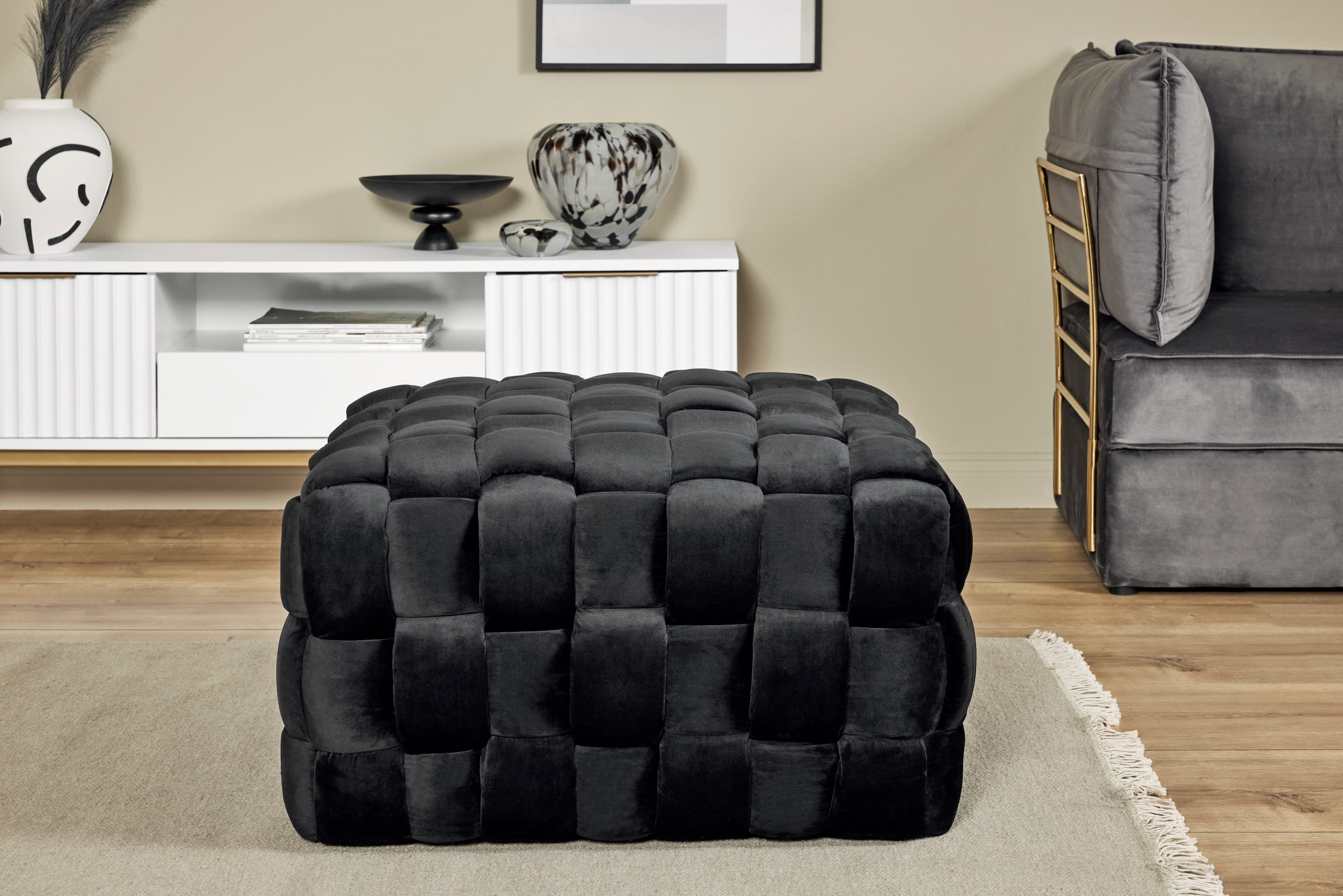 Jahnke Hocker »WEB ART M« Hocker, Couchtisch, Beistelltisch gepolstert in edler Flechtoptik