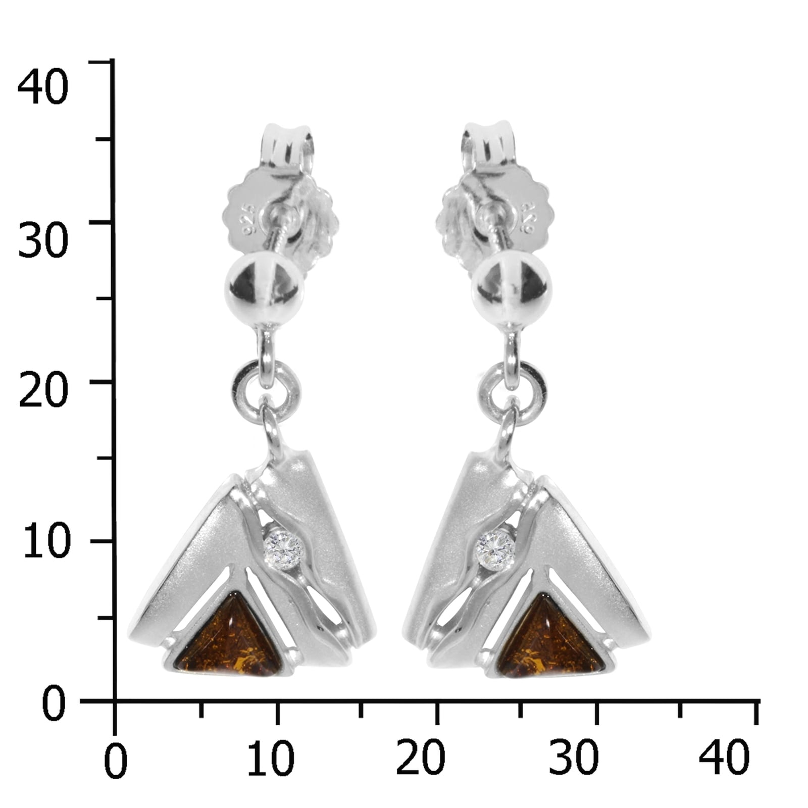 OSTSEE-SCHMUCK Paar Ohrhänger »- Benita - Silber 925/000 - Bernstein/Zirk.«