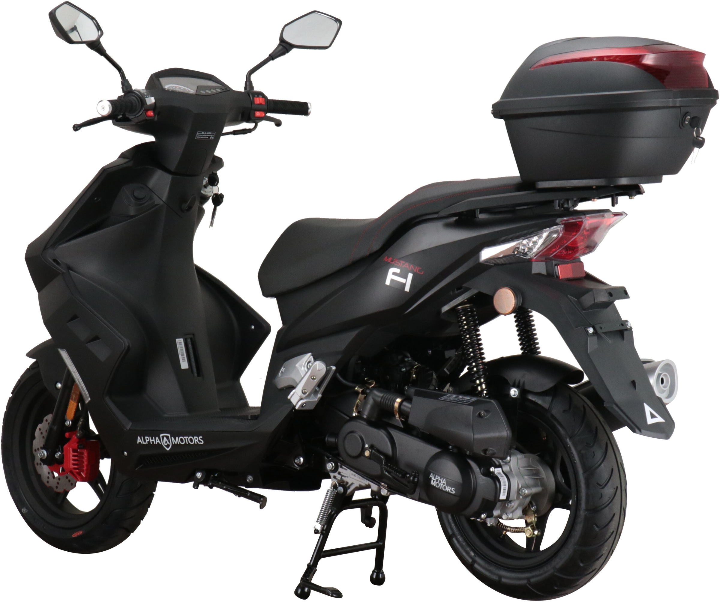 Alpha Motors Motorroller »Mustang FI«, 50 cm³, 45 km/h, Euro 5, 3 PS, (Set, mit Topcase), mit USB-Anschluss und Lenkerschloss, sportliches Design