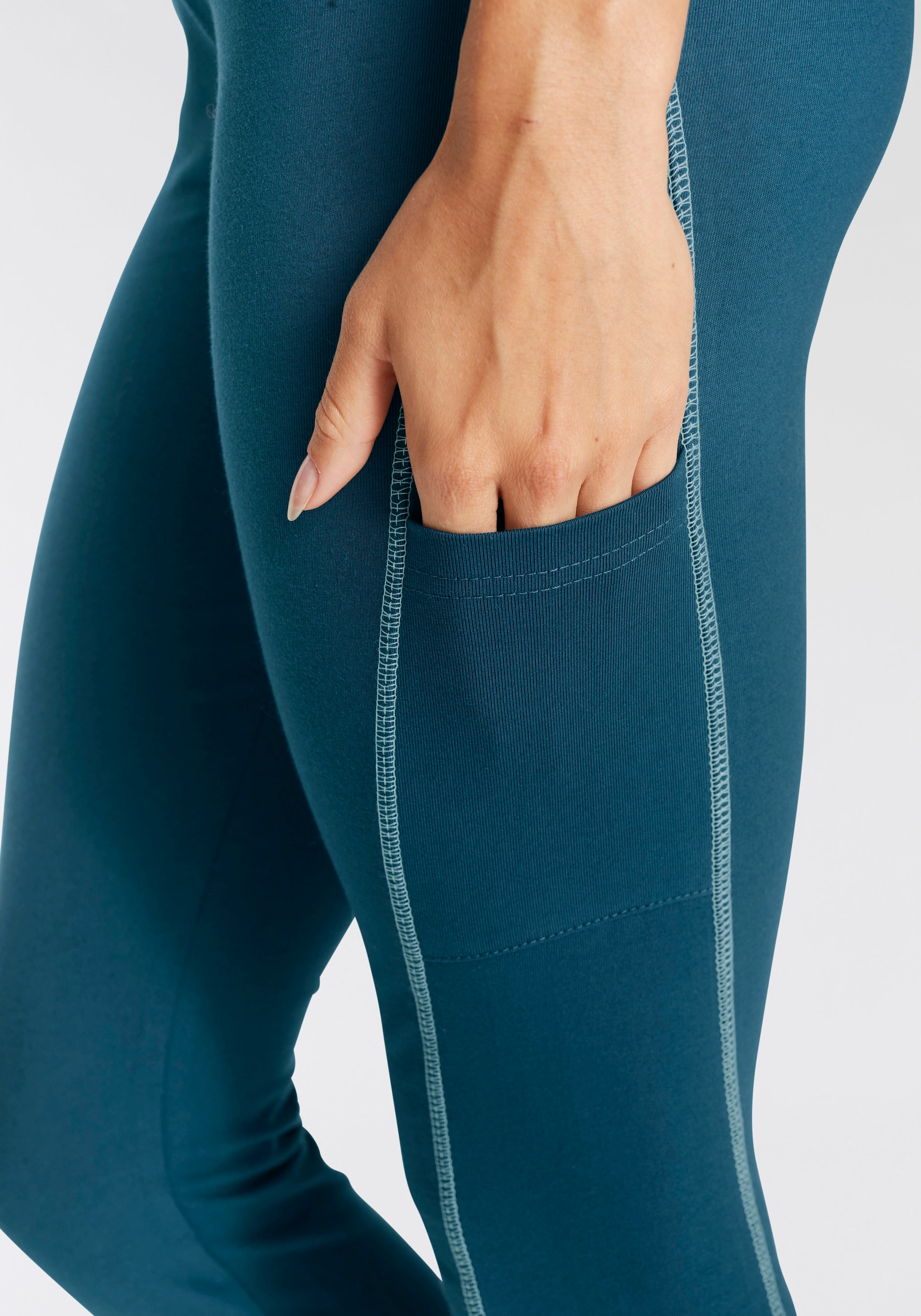 LASCANA ACTIVE Leggings »-Sporthose«, mit Kontrastnähten und breitem Bund